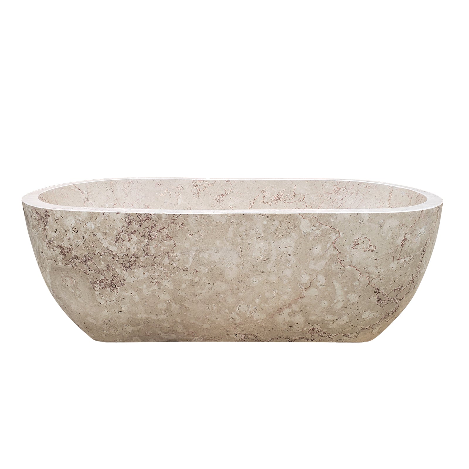 Hand-Carved Natural Marble Bathtub Freestanding Solid Stone Tub