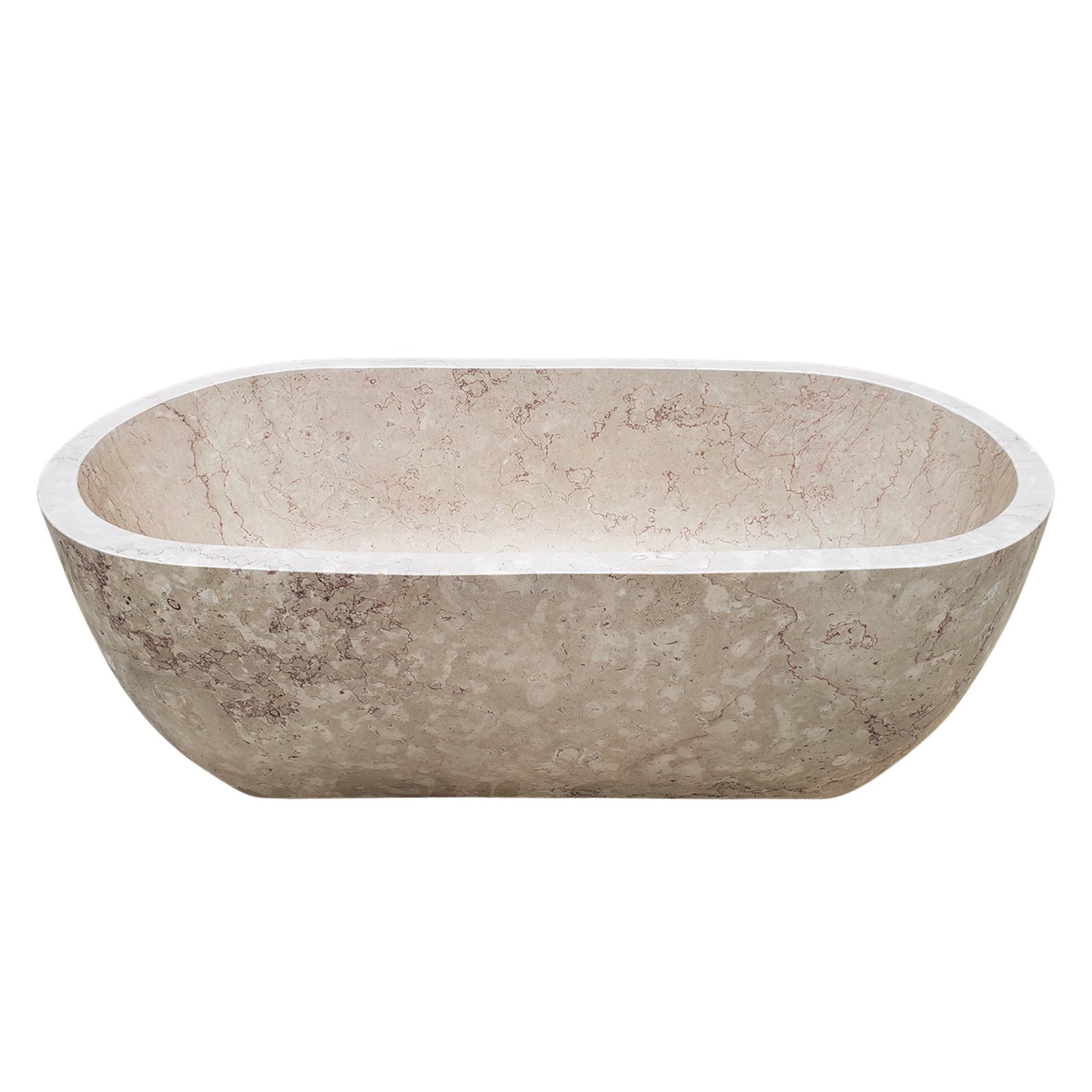 Hand-Carved Natural Marble Bathtub Freestanding Solid Stone Tub