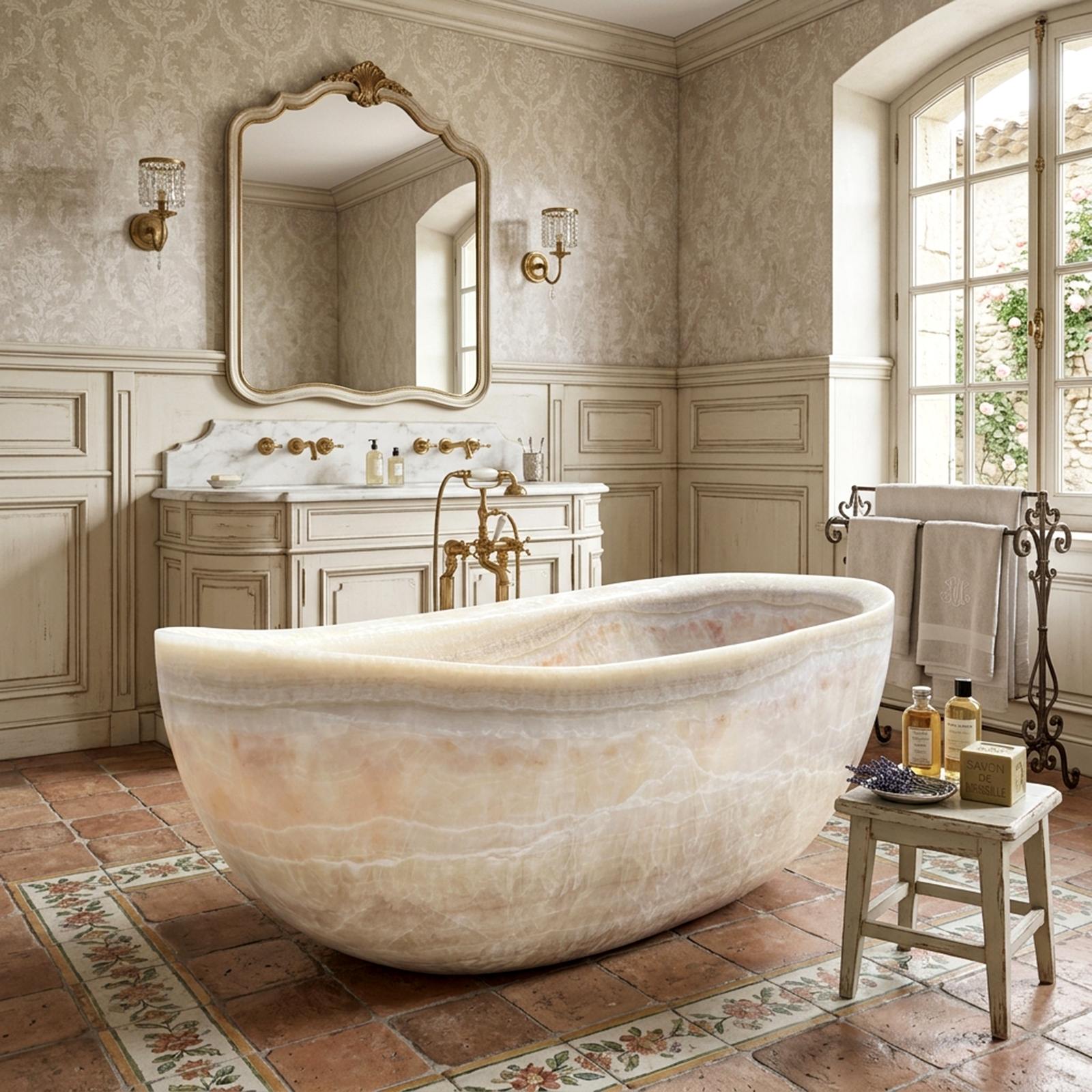 Elite Natural Onyx Bathtub Elegant Luxury Freestanding Soaking Tub ET-M-O36