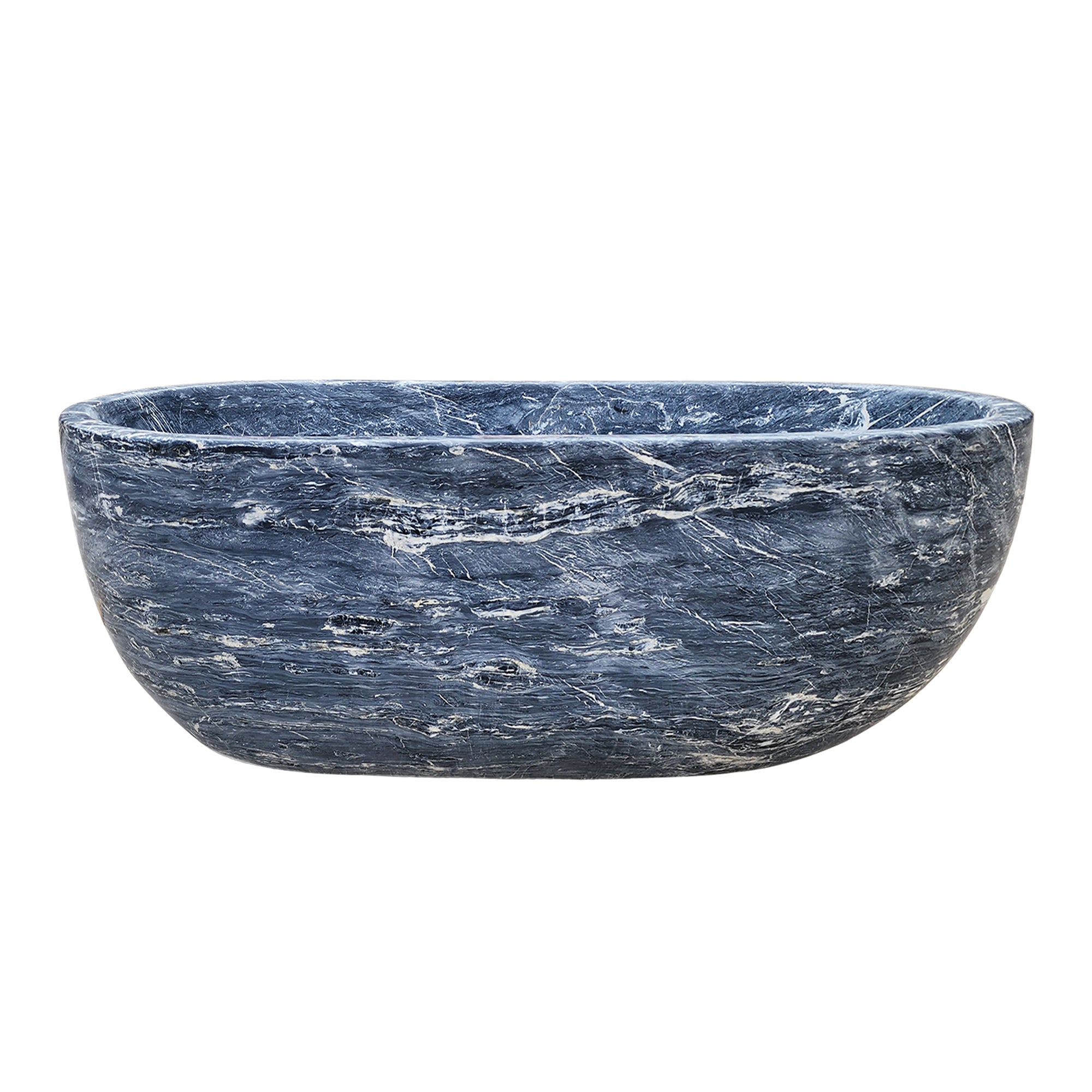Elite Ocean Blue Oval Marble Freestanding Bathtub Luxury Soaking BathtubET-M-O44