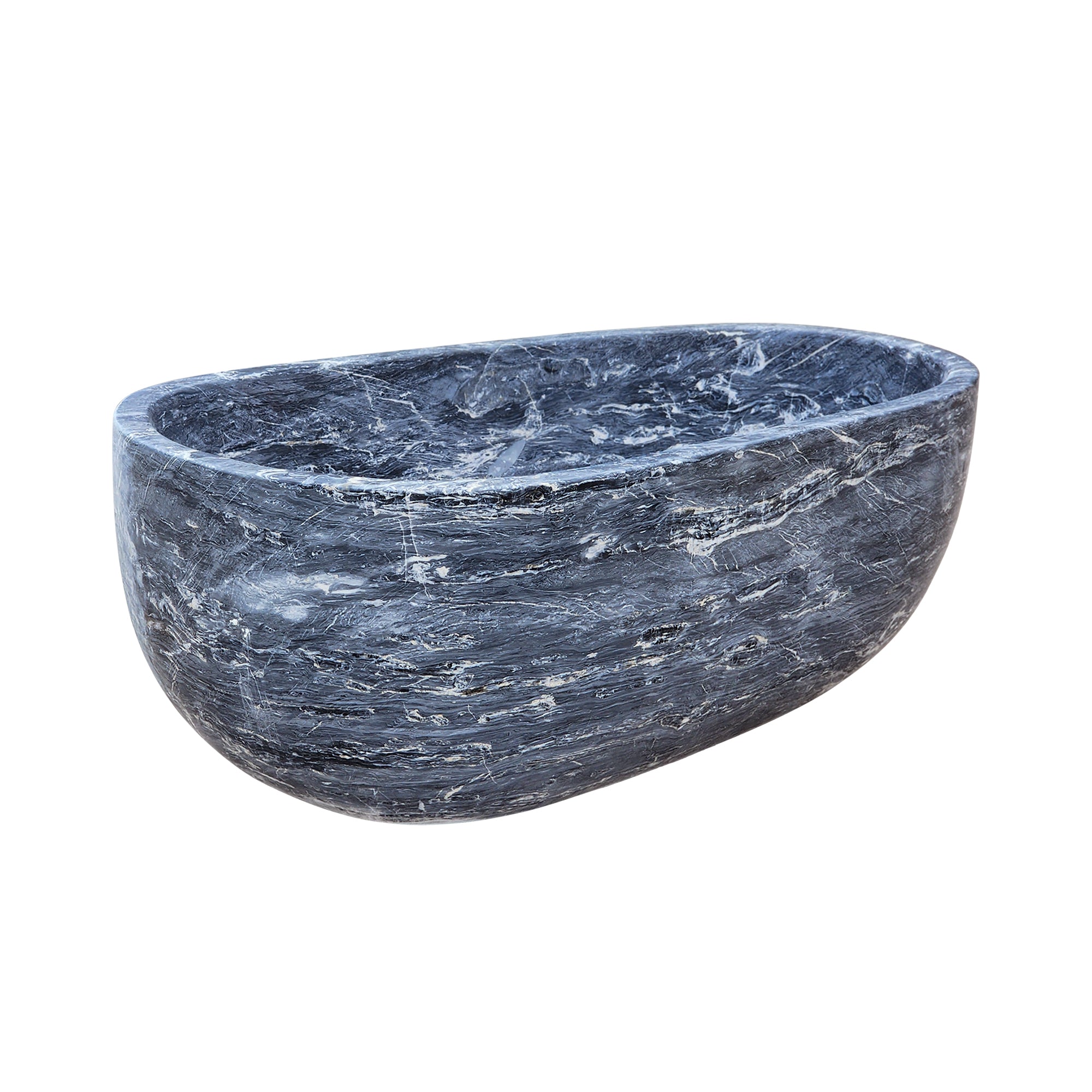 Elite Ocean Blue Oval Marble Freestanding Bathtub Luxury Soaking BathtubET-M-O44