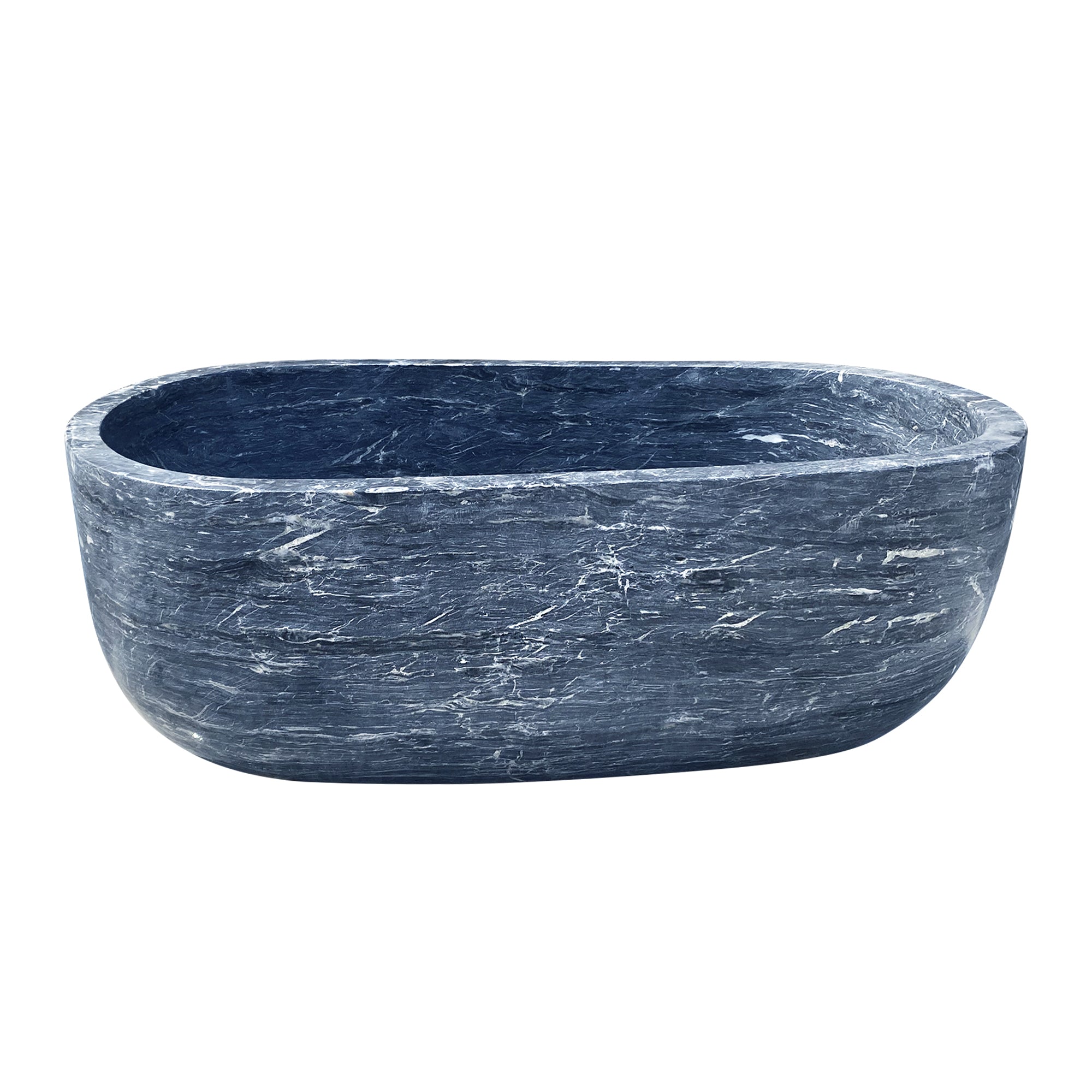 Elite Ocean Blue Oval Marble Freestanding Bathtub Luxury Soaking BathtubET-M-O44