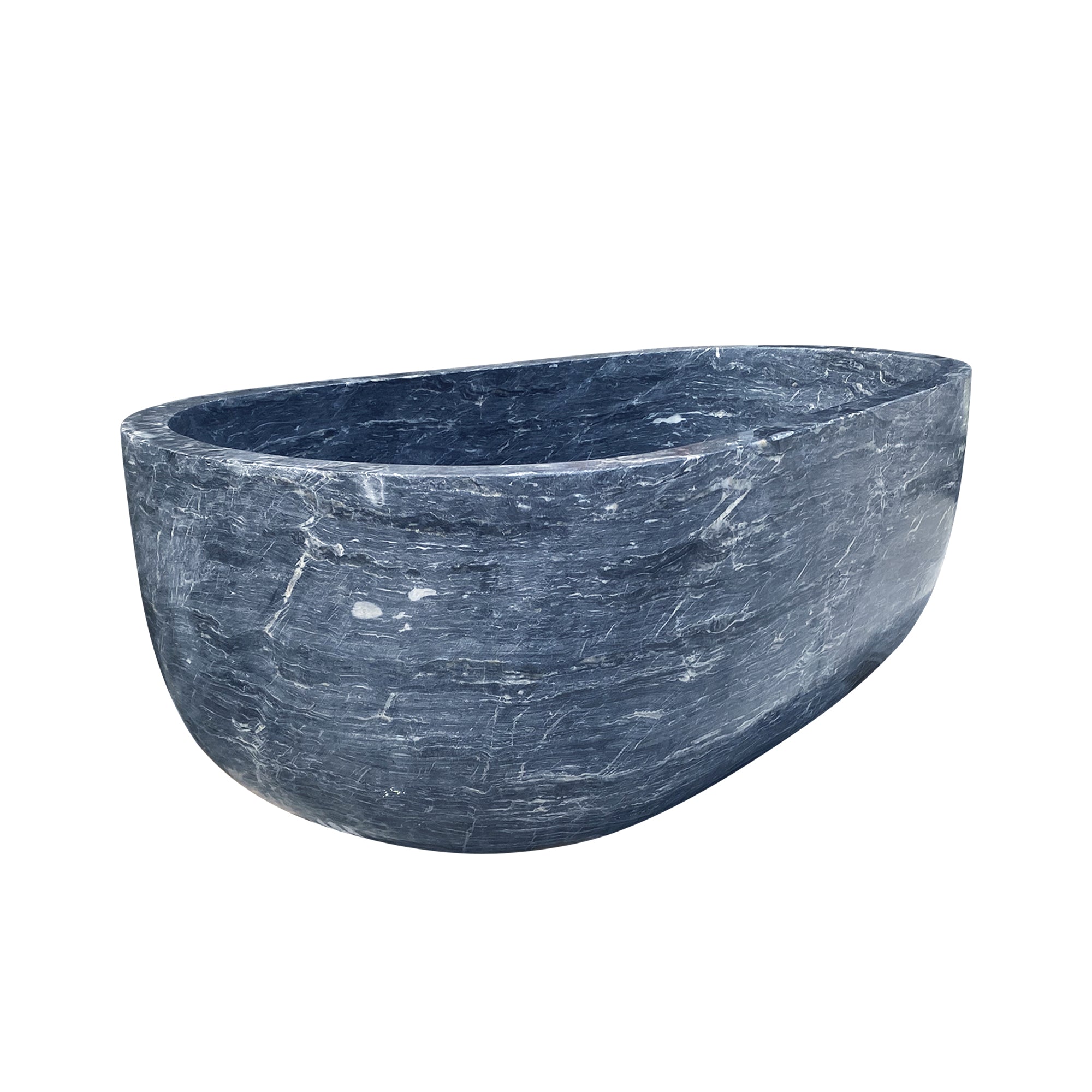 Elite Ocean Blue Oval Marble Freestanding Bathtub Luxury Soaking BathtubET-M-O44