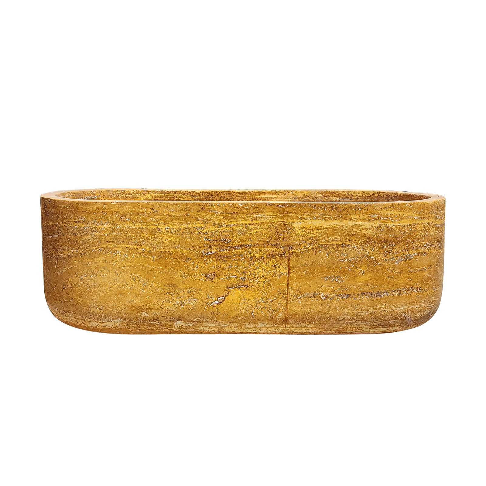 Oval Marble Freestanding Bathtub Luxury Soaking Gold Travertine Tub from Elite Bathtub