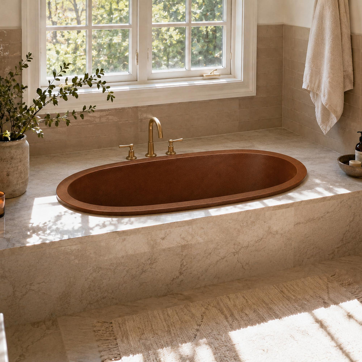 Elite Oval Shaped Handcrafted Drop‑In Bathtub Heavy Hammered Copper Tub ET-C-DI04