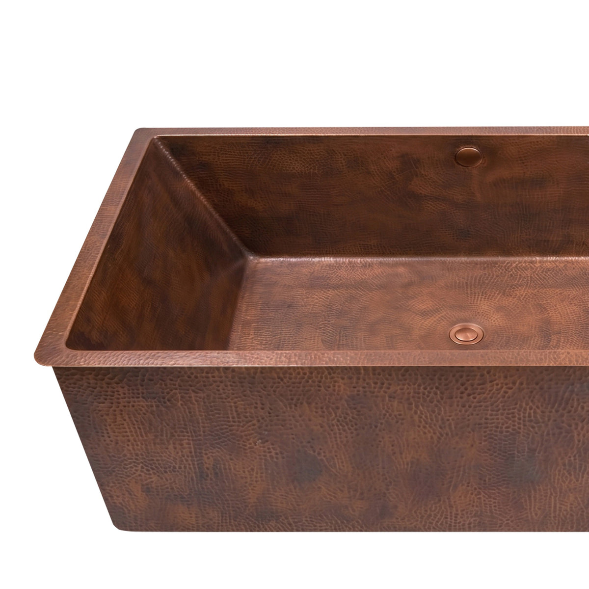 Elite Rectangular Shaped Handcrafted Hammered Texture Drop‑In Copper Bathtub ET-C-DI02
