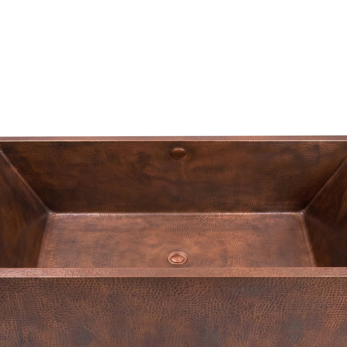 Elite Rectangular Shaped Handcrafted Hammered Texture Drop‑In Copper Bathtub ET-C-DI02