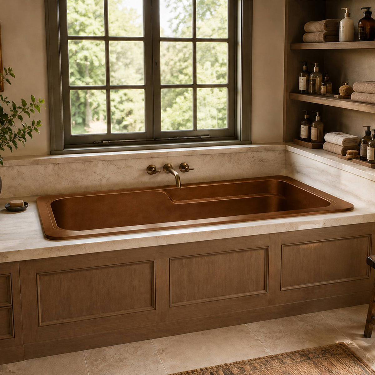 Elite Rectangular Shaped Handcrafted Natural Copper Drop‑In Bathtub ET-C-DI03