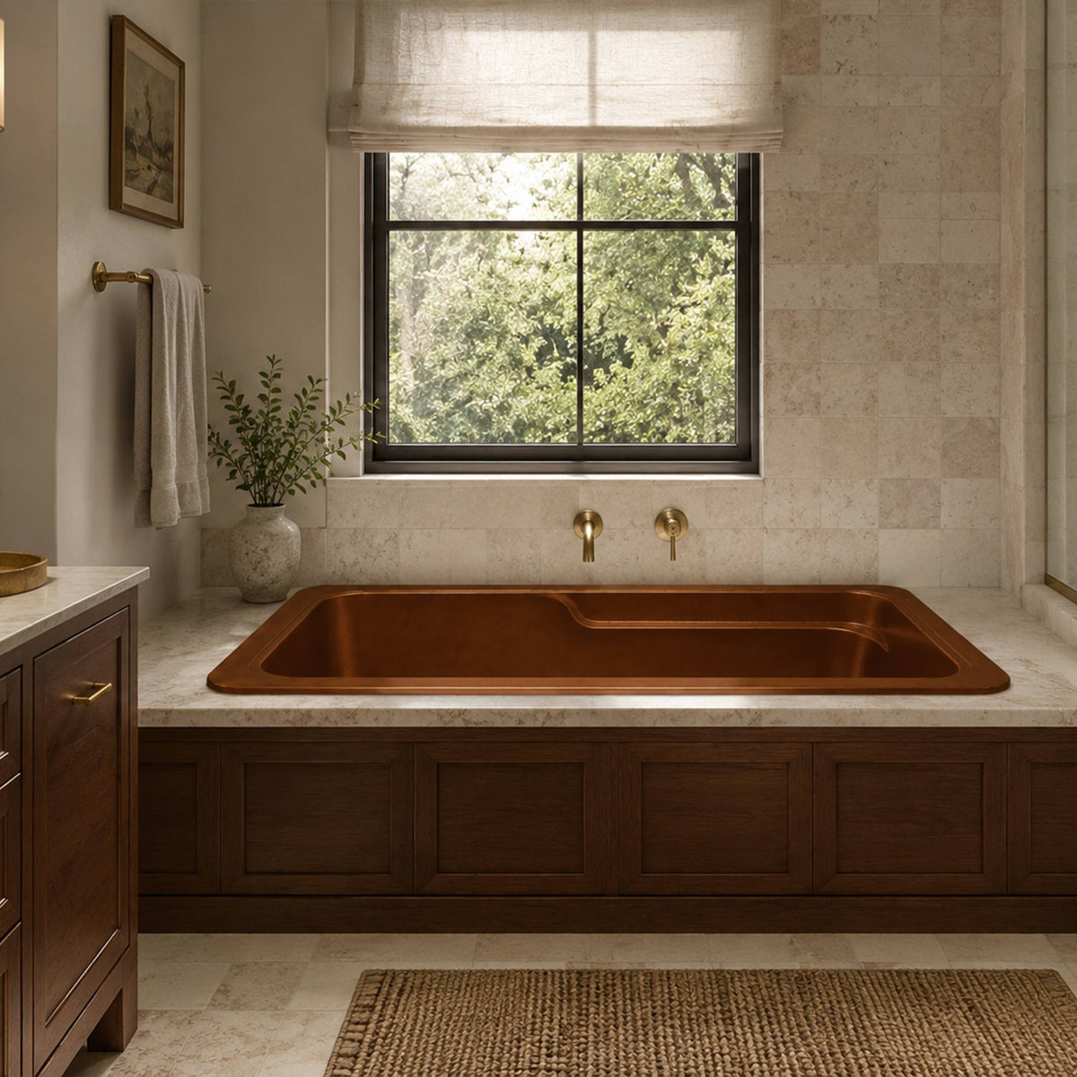 Elite Rectangular Shaped Handcrafted Natural Copper Drop‑In Bathtub ET-C-DI03