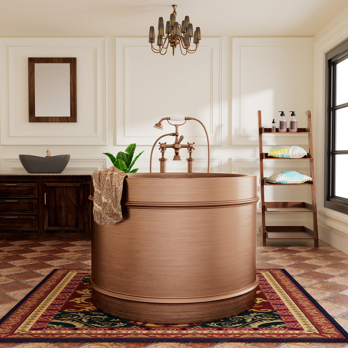 elitebathtub round soaking copper bathtub freestanding tub