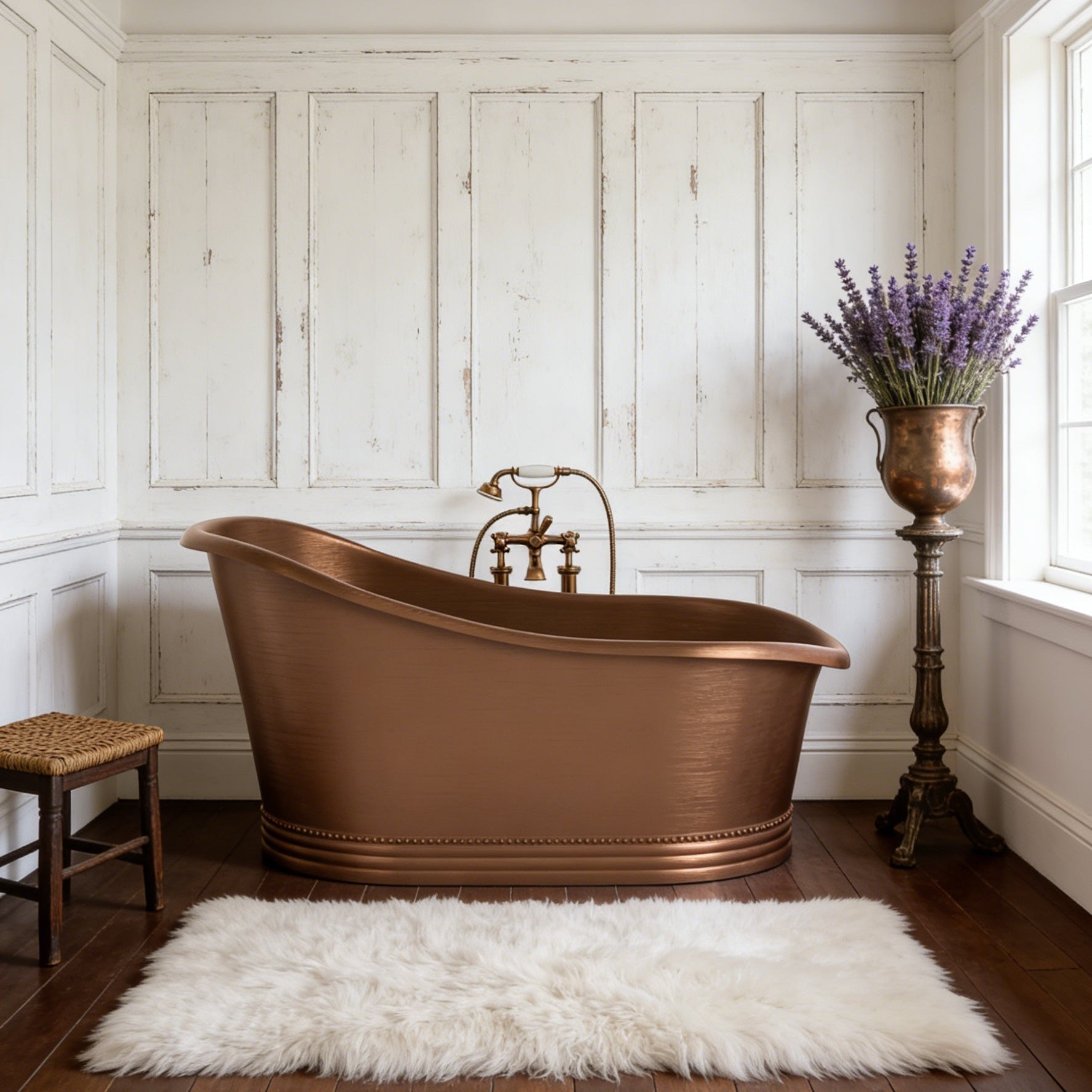 Elite Single-Slipper Pedestal Oil Rubbed Bronze Copper Freestanding Bathtub ECP-24