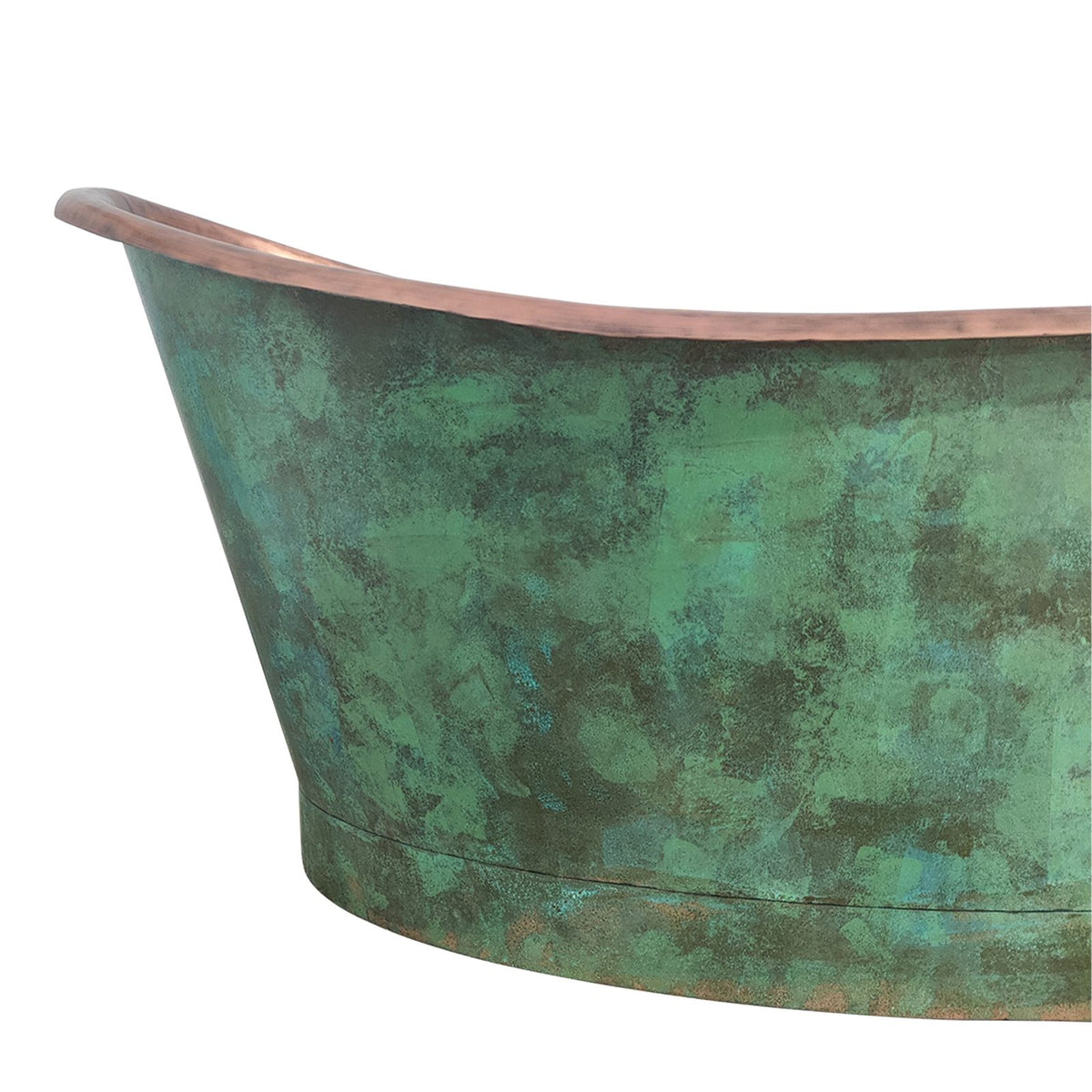 Elite Single-Slipper Rustic Green Copper Freestanding Bathtub ET-C-SS05