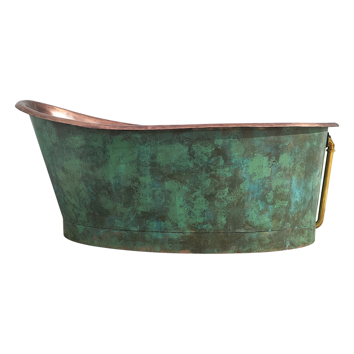 Elite Single-Slipper Rustic Green Copper Freestanding Bathtub ET-C-SS05