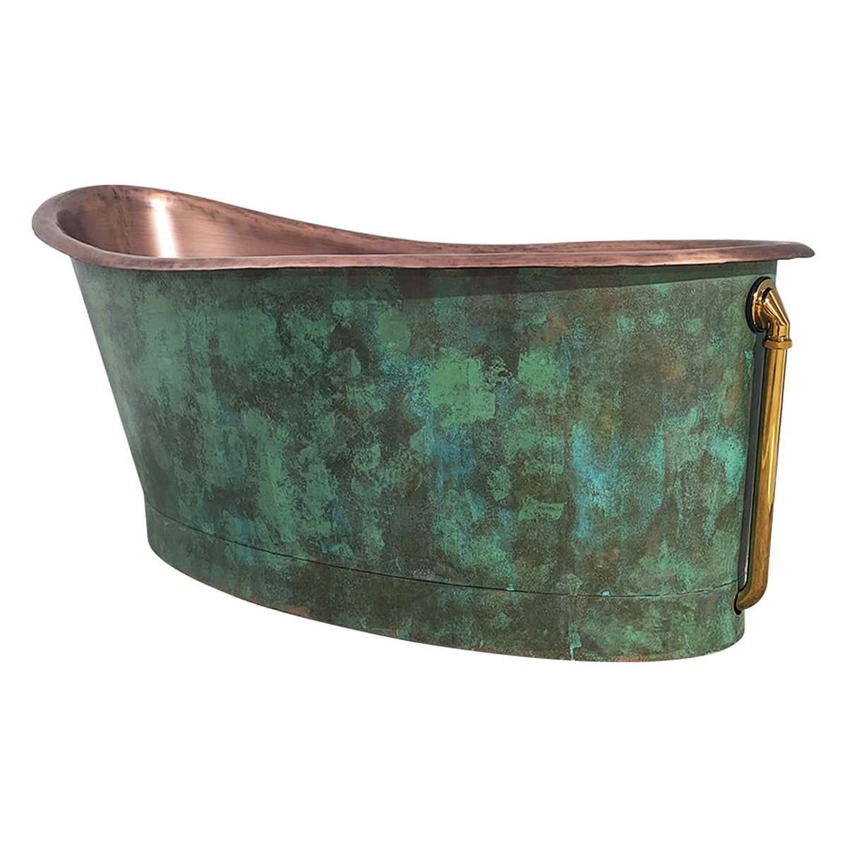 Elite Single-Slipper Rustic Green Copper Freestanding Bathtub ET-C-SS05