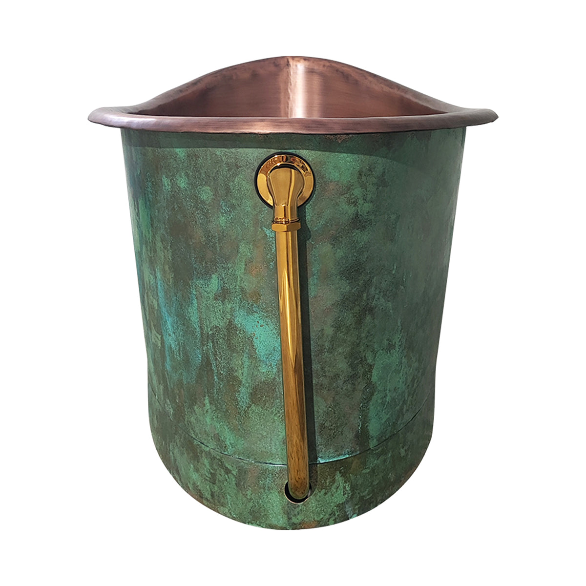 Elite Single-Slipper Rustic Green Copper Freestanding Bathtub ET-C-SS05