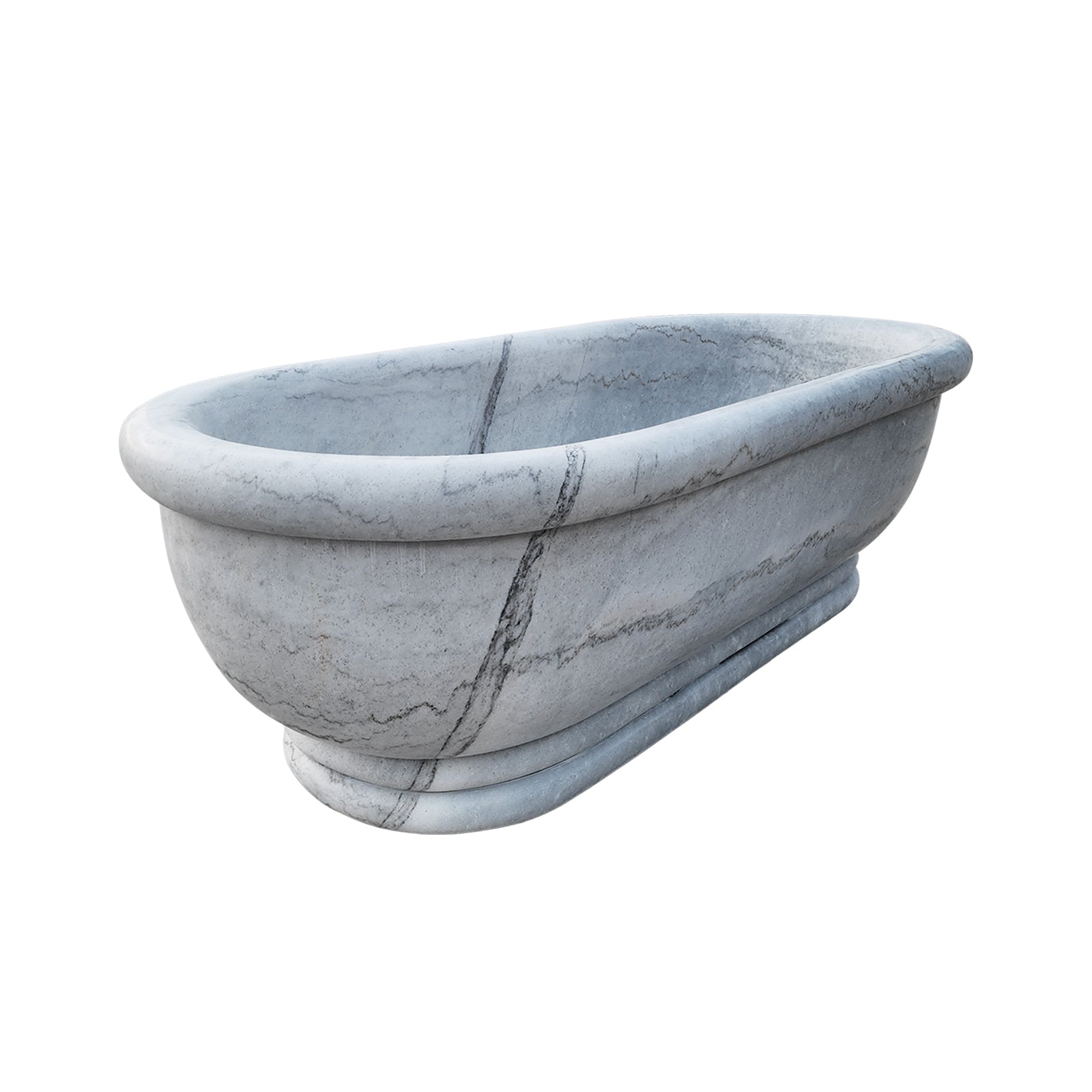 High-quality hand-carved white marble pedestal tub