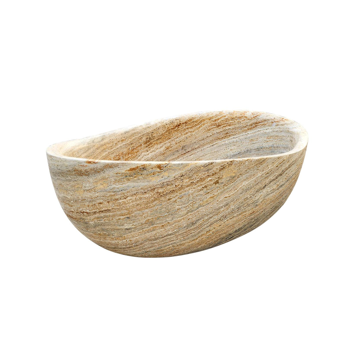 Elite Tear-drop Shaped Natural Travertine Bathtub Freestanding Tub ET-M-T14