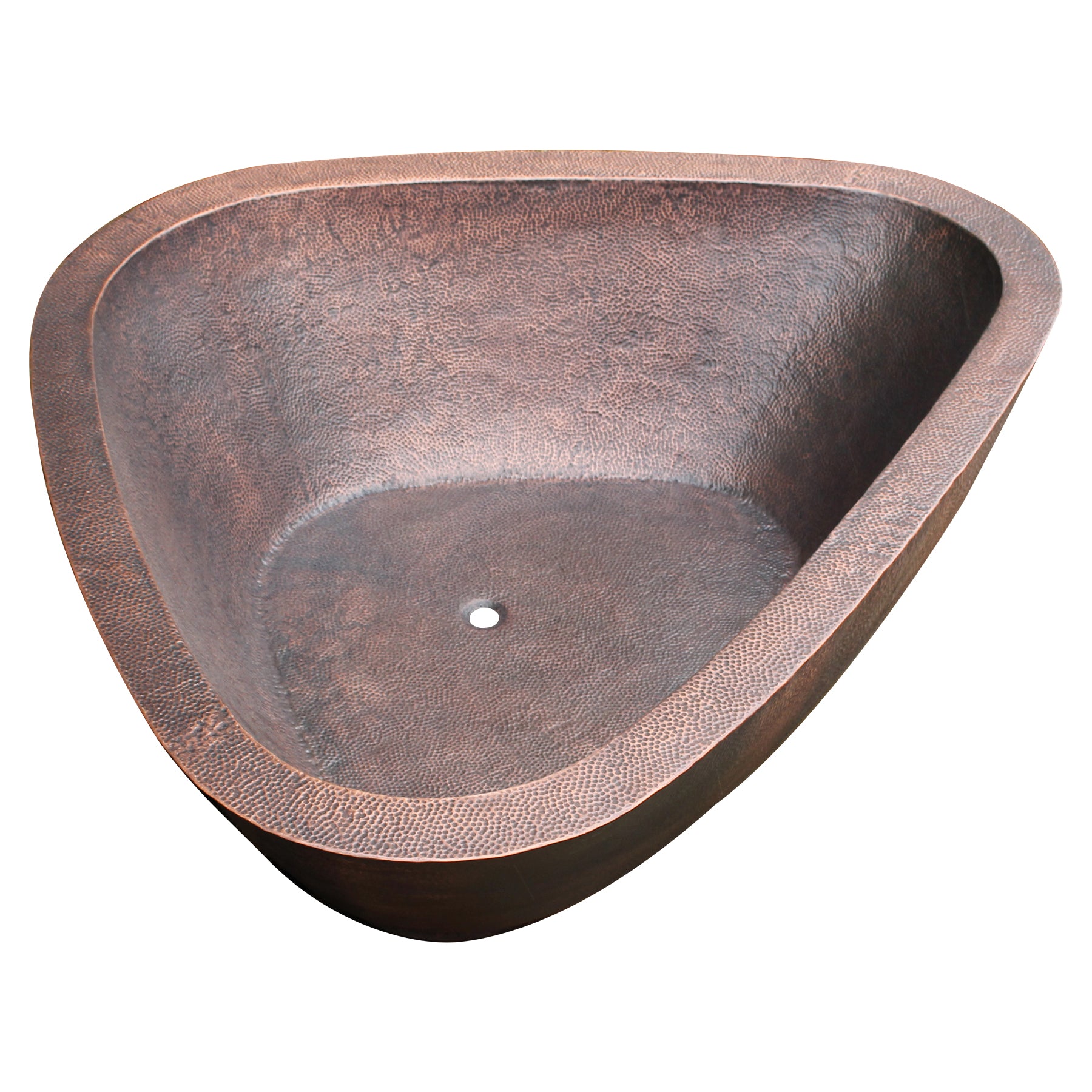 Freestanding Natural Copper bathtub with varied textures for trendy shower spaces