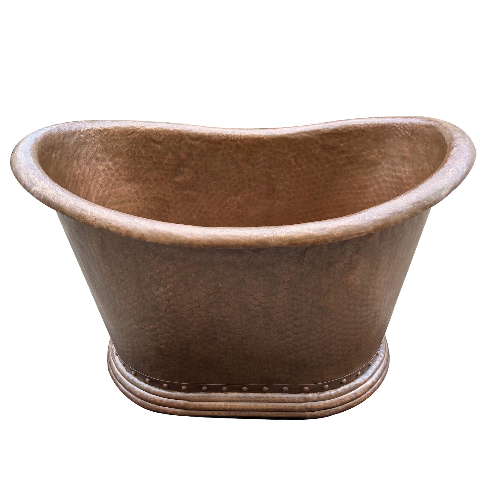 Freestanding Copper bathtub with hand-hammered vintage finish for classic bathrooms
