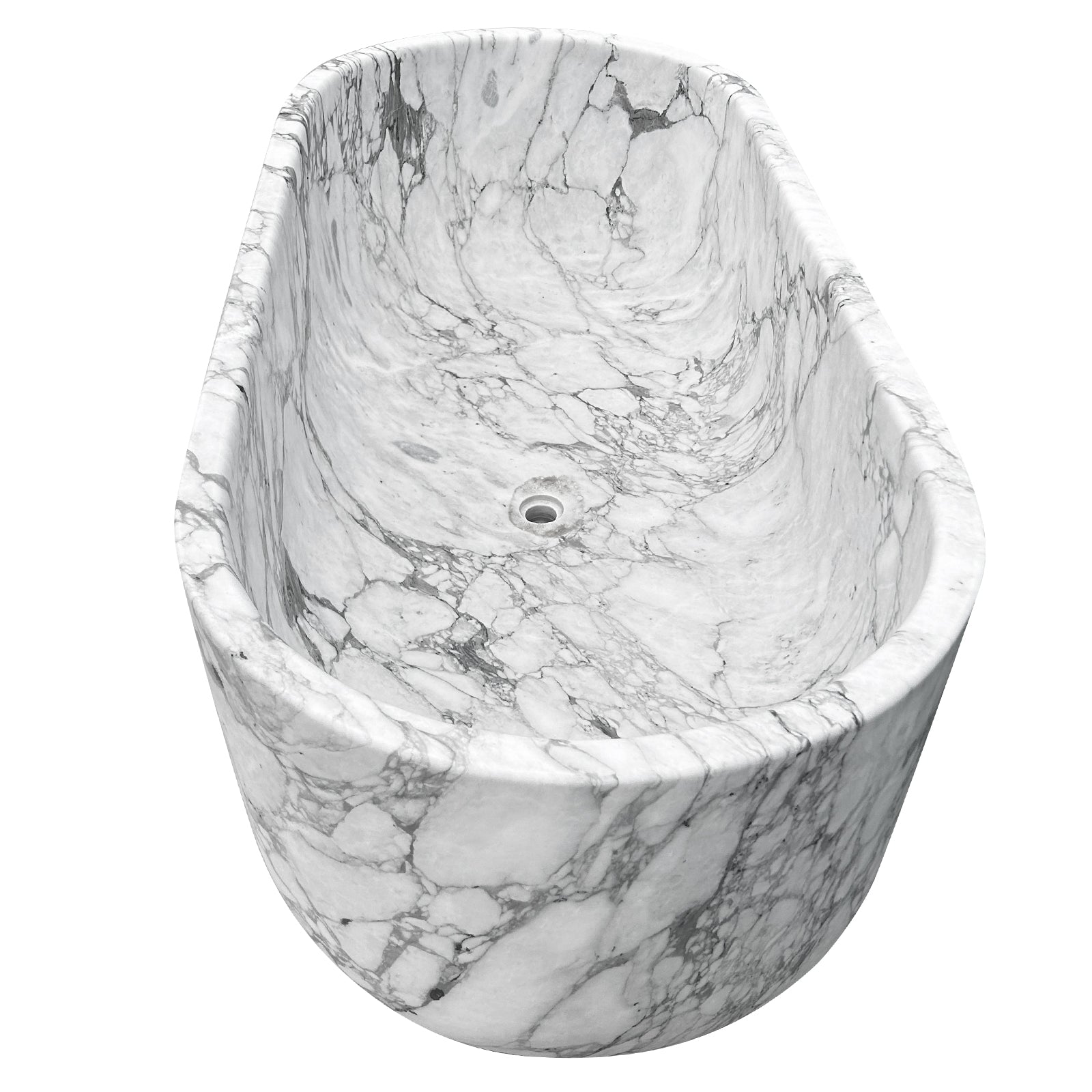 Elite White Marble Bathtub Soaking Tub EM-O04