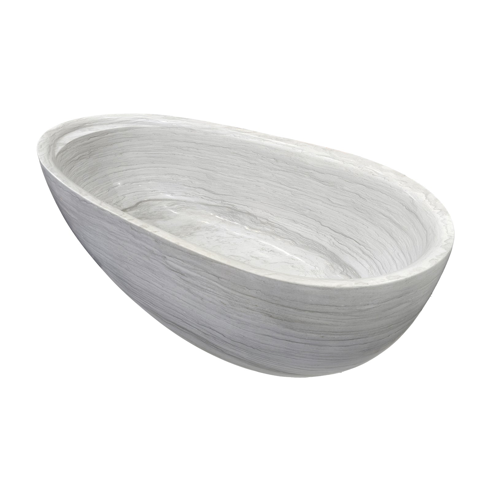 Elite White Wood Grain Marble Bathtub Soaking Bathtub ET-M-O32