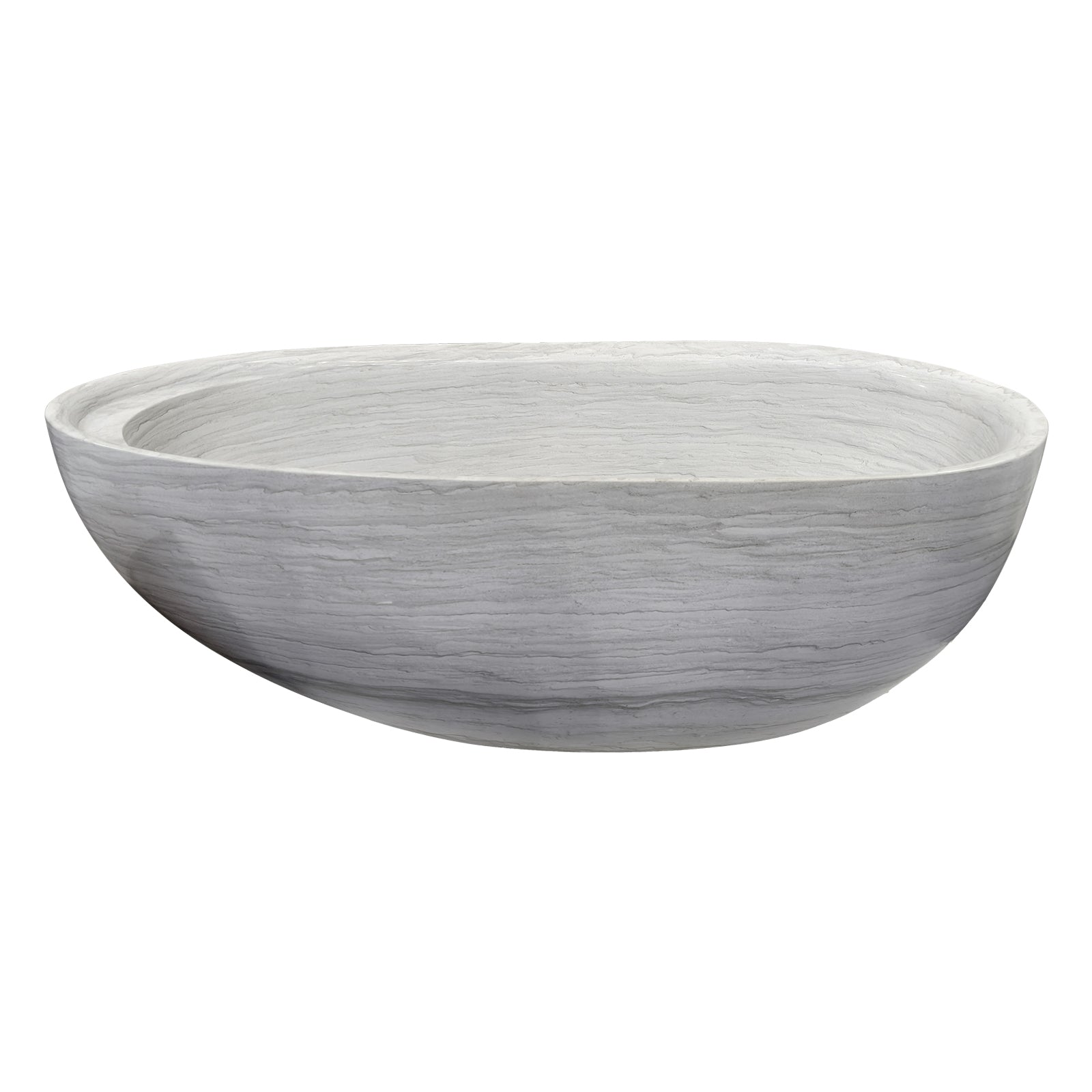 Elite White Wood Grain Marble Bathtub Soaking Bathtub ET-M-O32