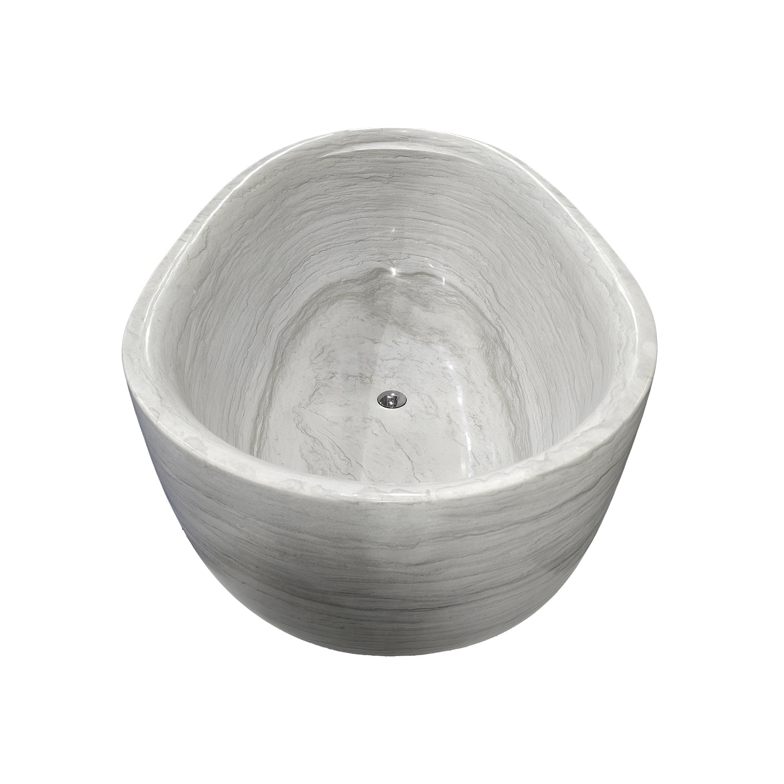 Elite White Wood Grain Marble Bathtub Soaking Bathtub ET-M-O32