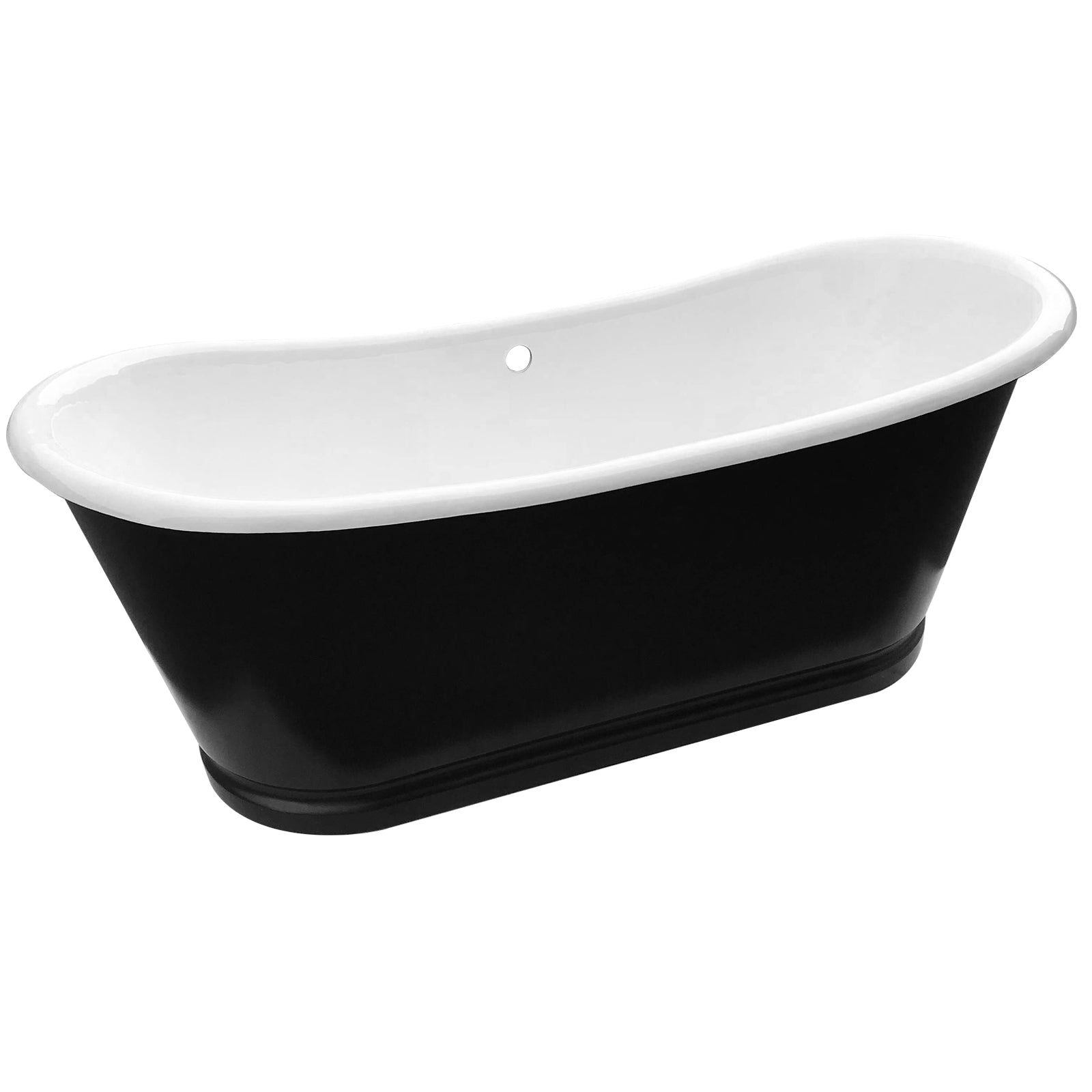 Elite Freestanding Double-slipper Black Stainless Steel Bathtub Cast Iron Tub EB-DL02