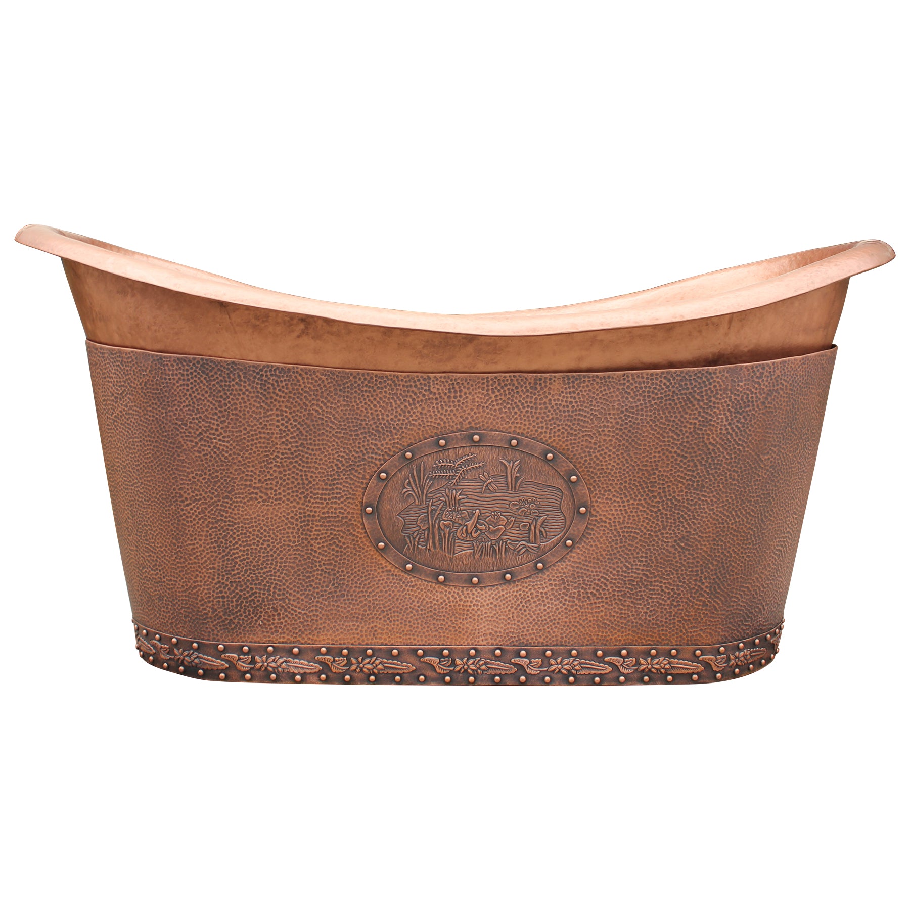 Elitebathtub Copper Freestanding Bathtub with Hammered Pattern
