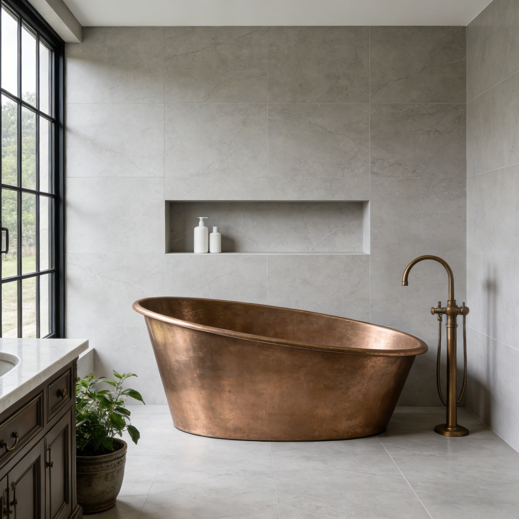 Elitebathtub single slipper copper freestanding bathtub