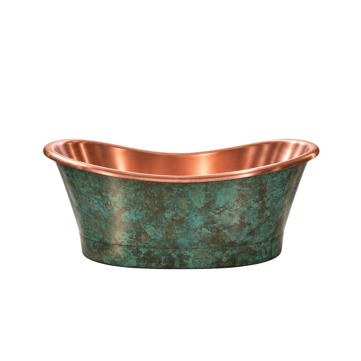 Elite Handcrafted Double-Slipper Rustic Green Copper Freestanding Bathtub ET-C-DS46