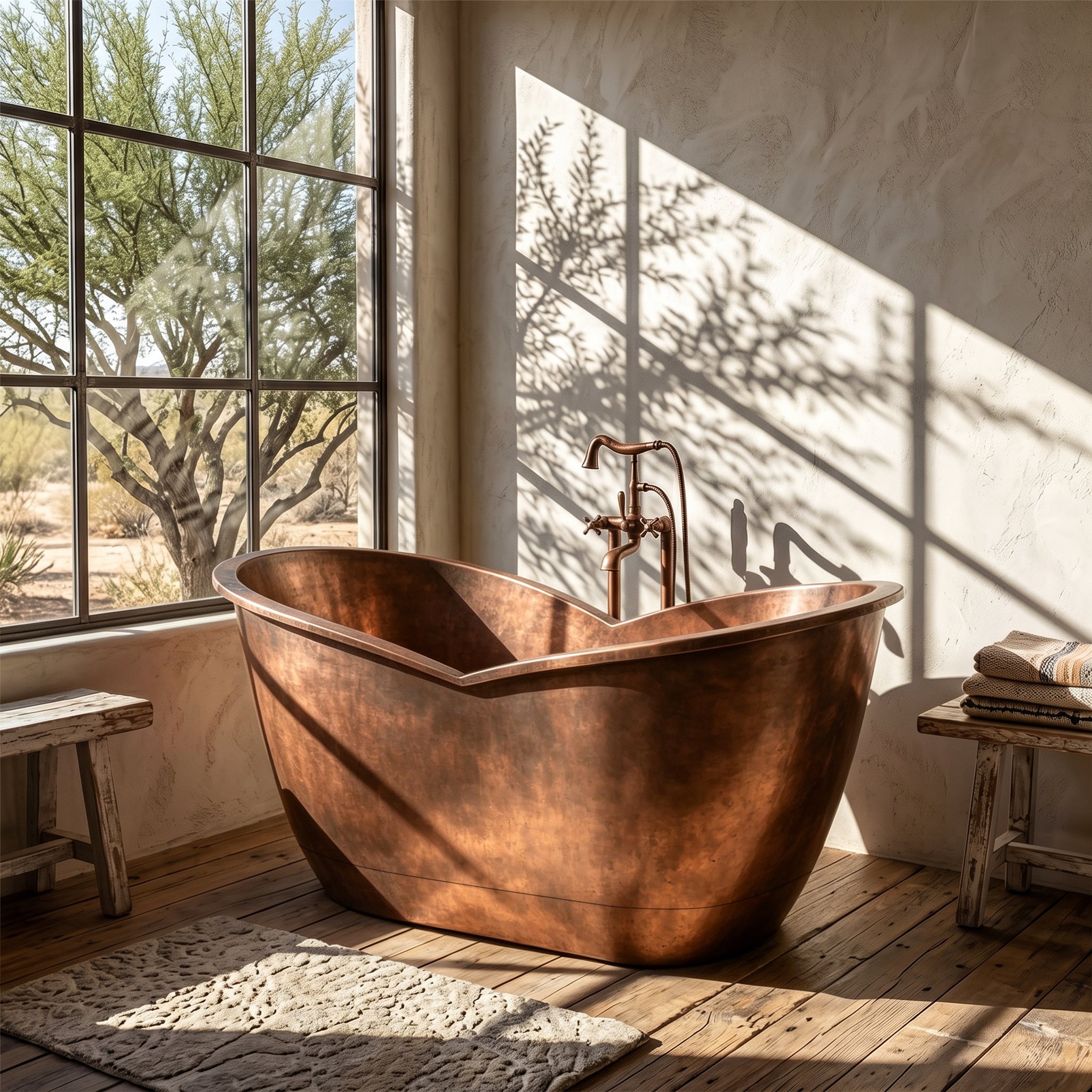 Handcrafted Double-ended Antique Copper Bathtub Freestanding Tub at EliteBathtub