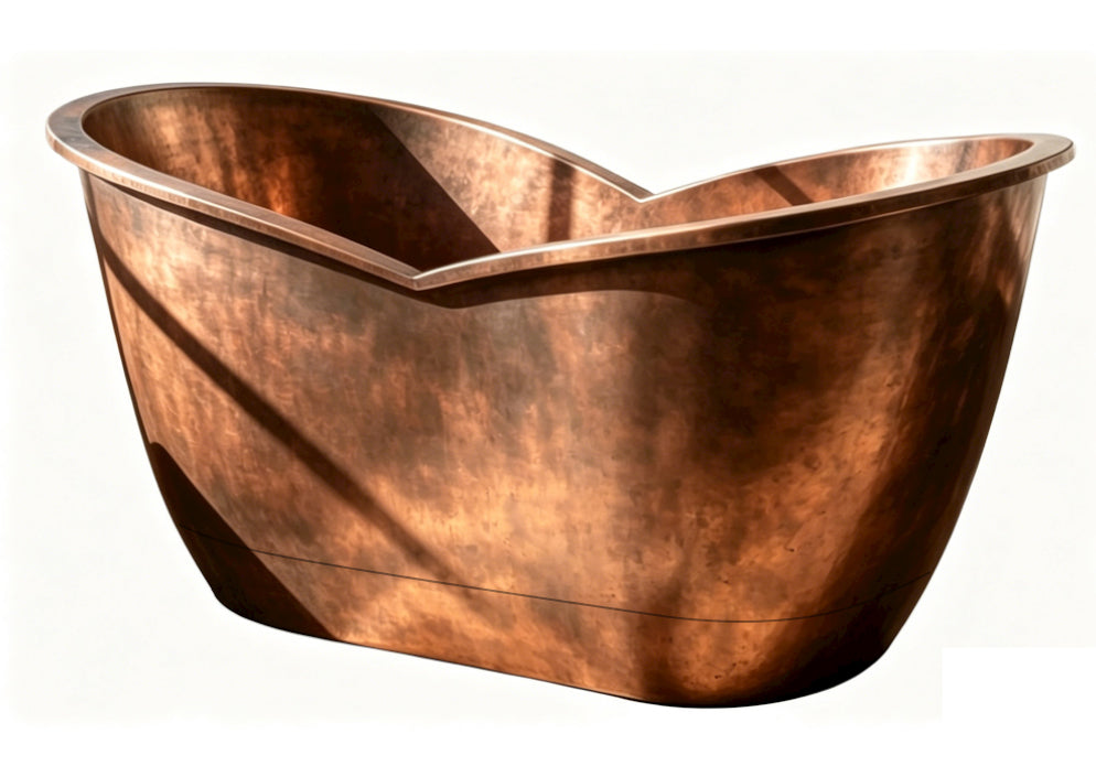 Elite Handcrafted Double-Slipper Copper Freestanding Bathtub with Curved Design ET-C-DS38