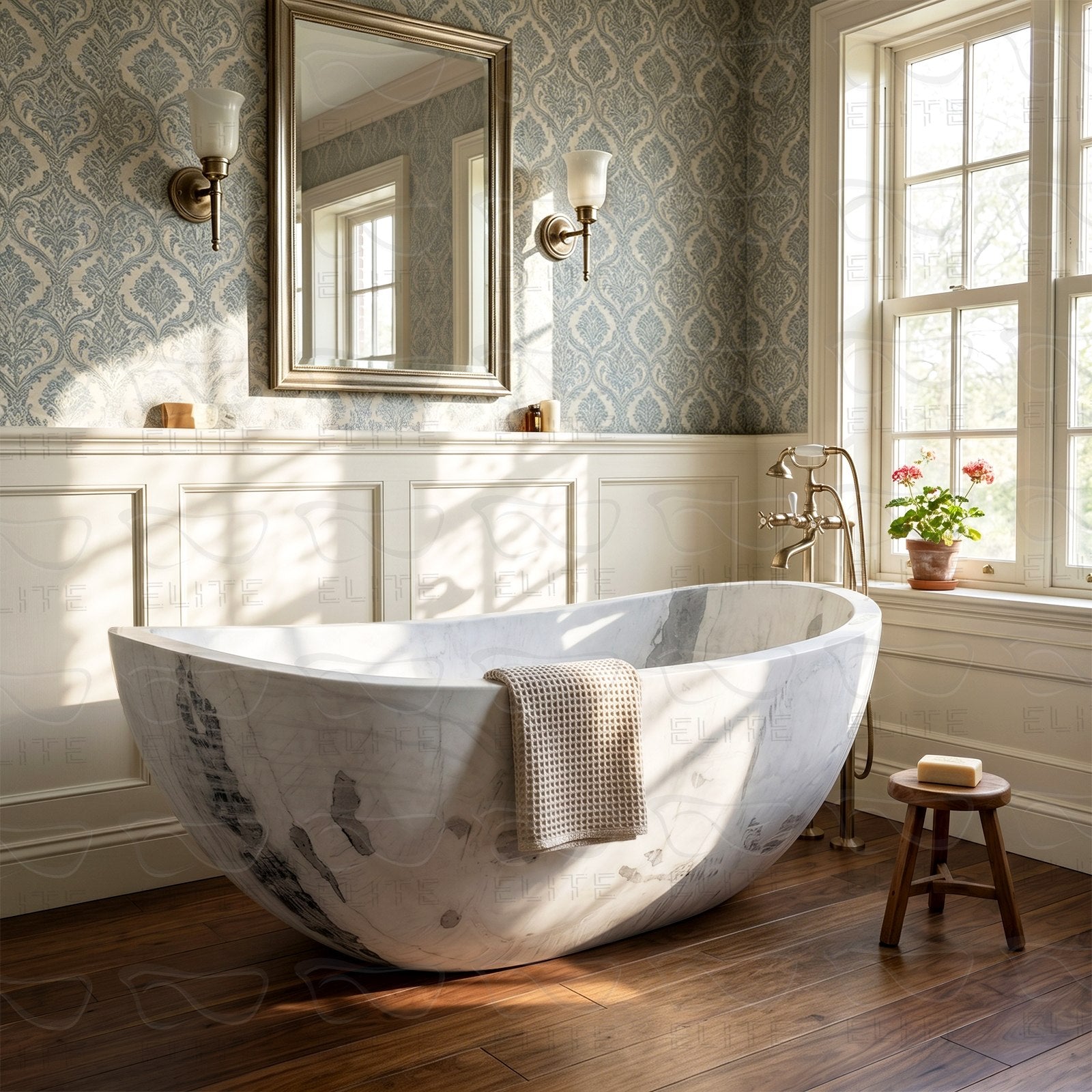 Luxury Freestanding Marble Bathtub Oval Tub at EliteBathtub