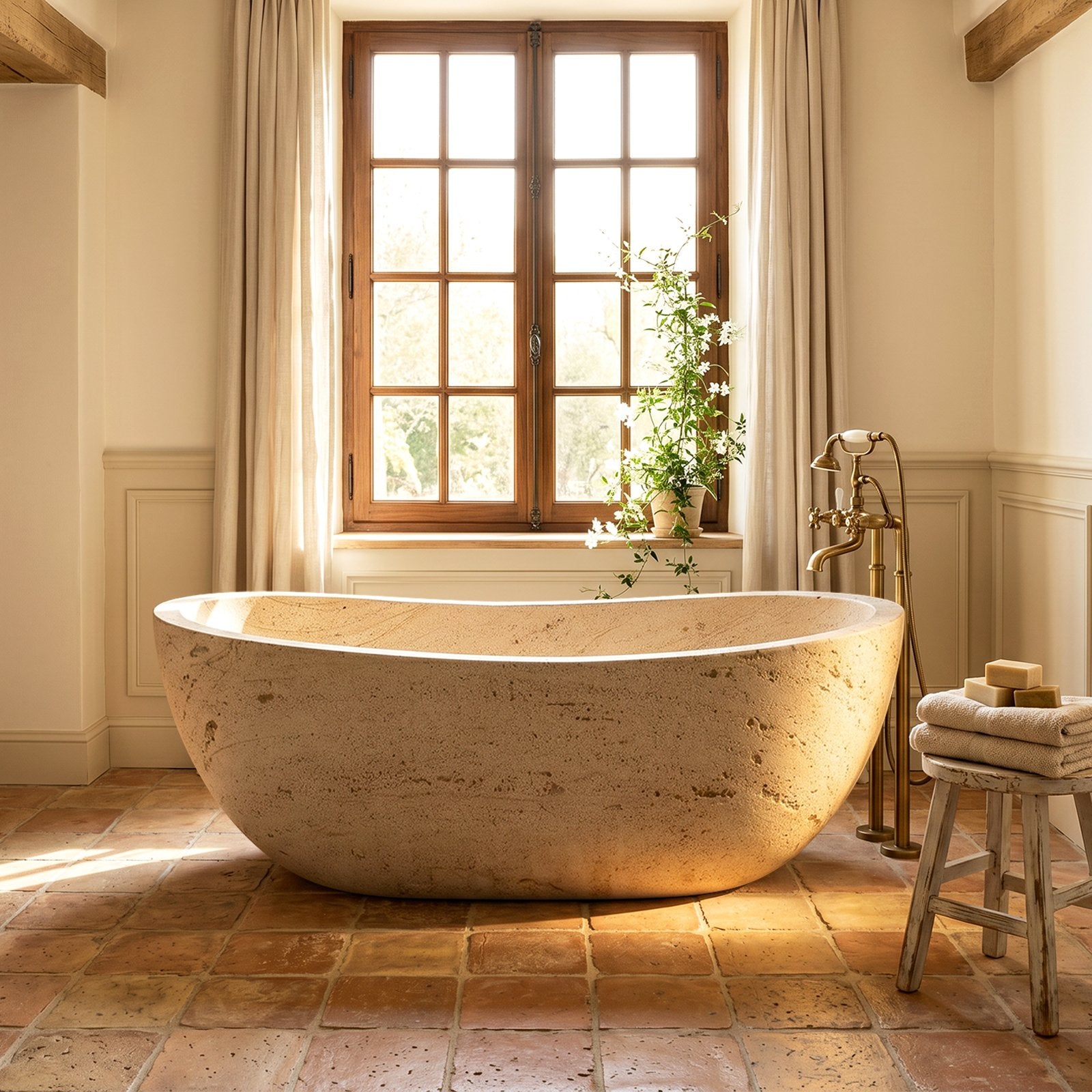 Elite Luxury Sandstone Bathtub Freestanding Soaking Tub ET-M-O23