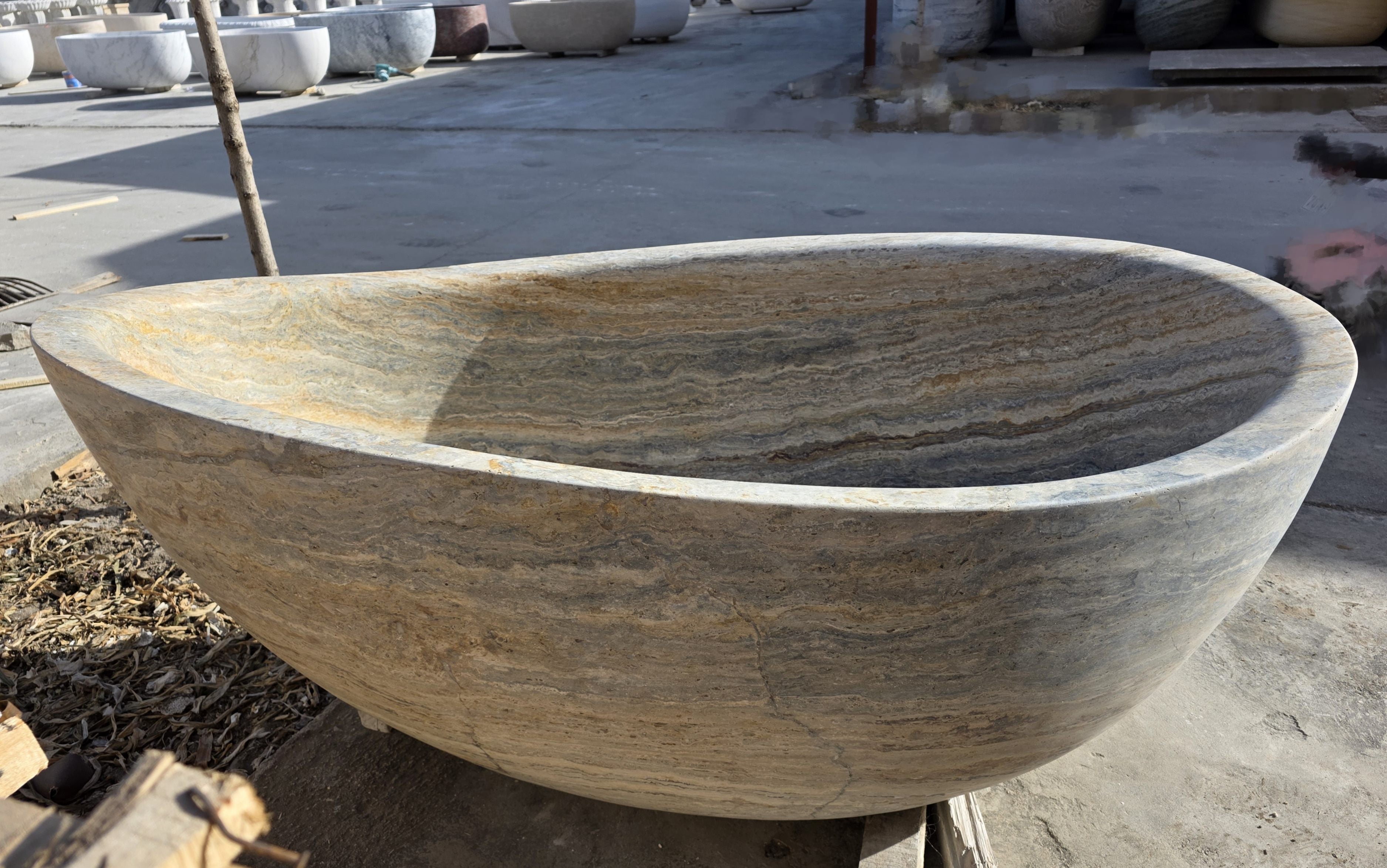 Elite Natural Stone Travetine Freestanding Bathtub In-stcok for Joseph