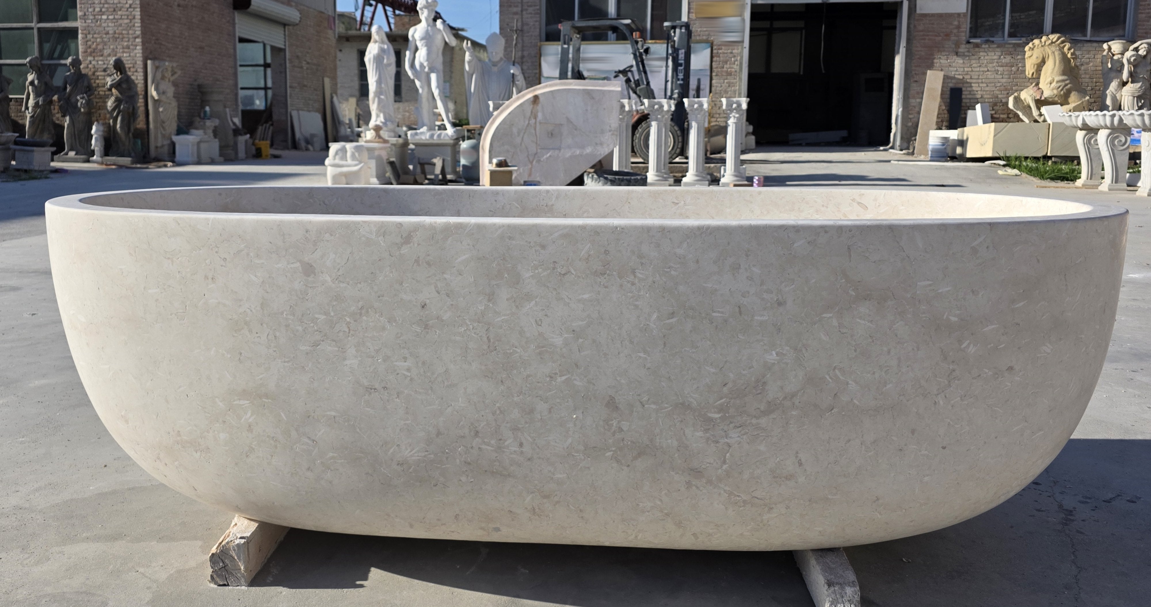 Elite Natural Stone Travetine Freestanding Bathtub In-stcok for Joseph
