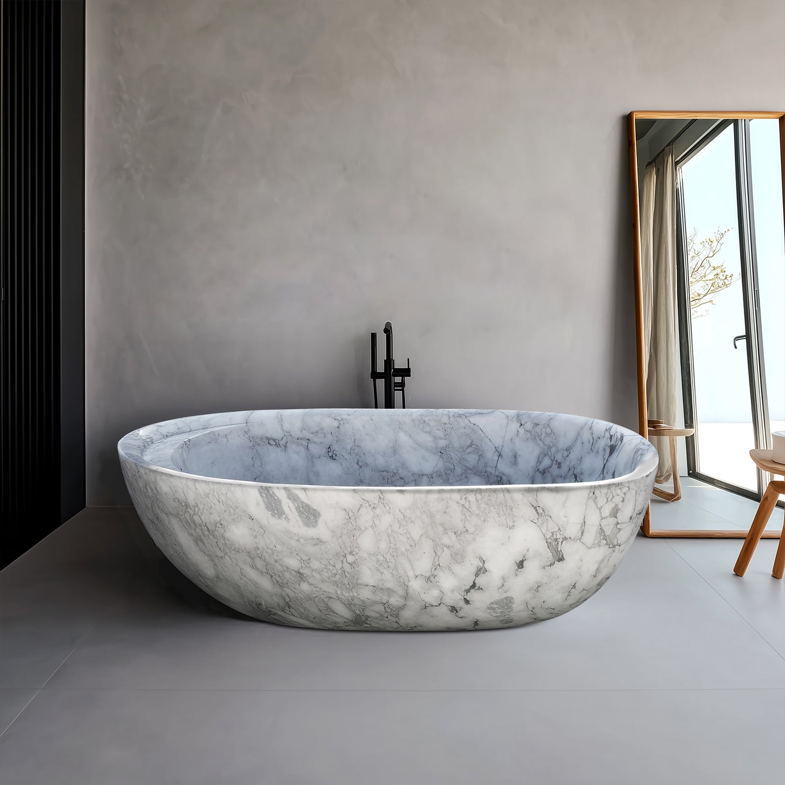 Elite White Marble Bathtub Free Standing Tub ET-M-O14