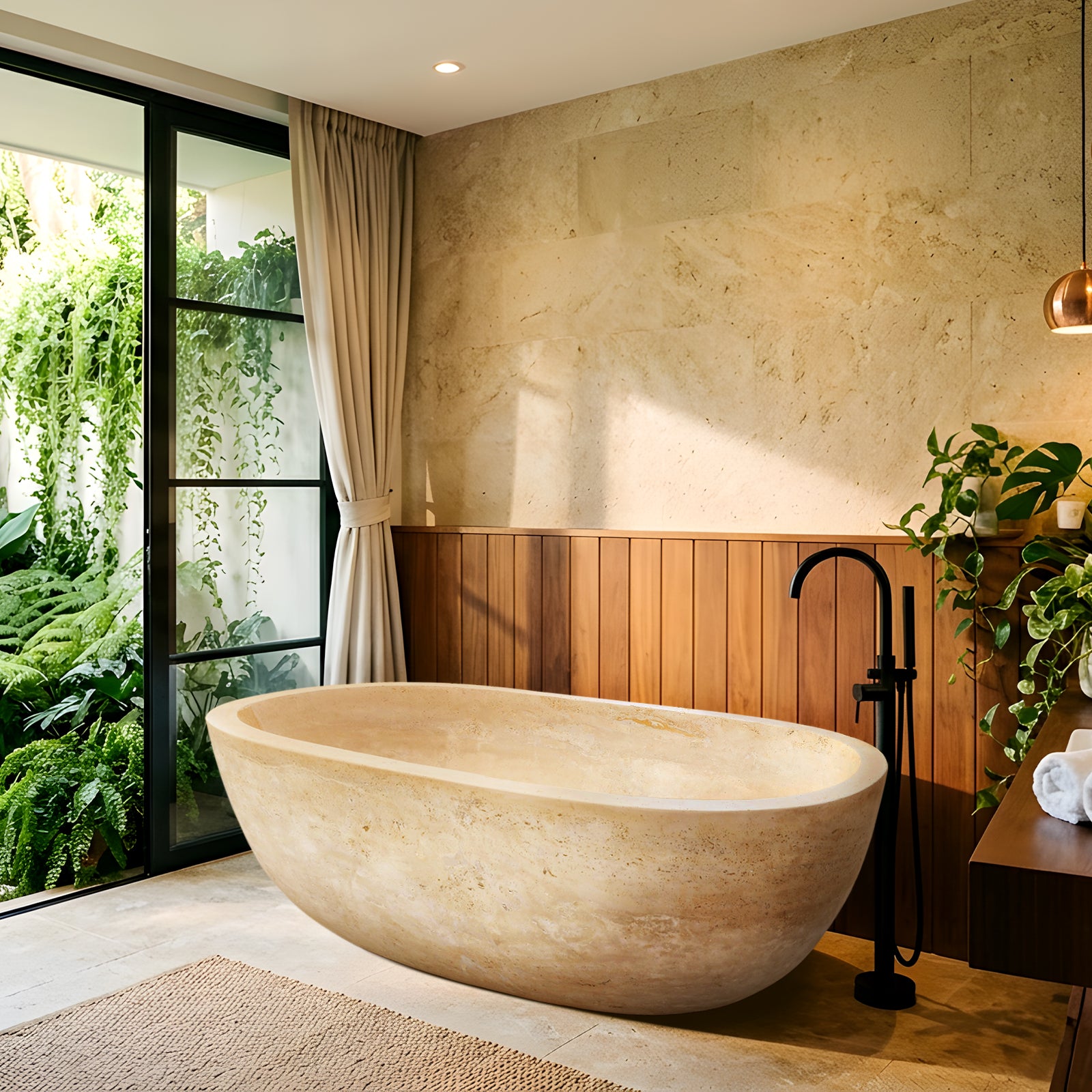 Elite White Marble Bathtub Soaking Tub ET-M-O30