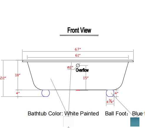 Elite Premium Cast Iron Painted Bathtub ET-I-DE06 for Sara