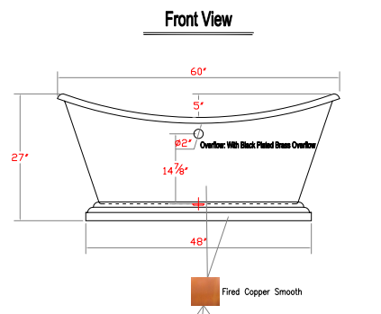Elite Custom Double-Slipper Copper Freestanding Pedestal Bathtub for Dana