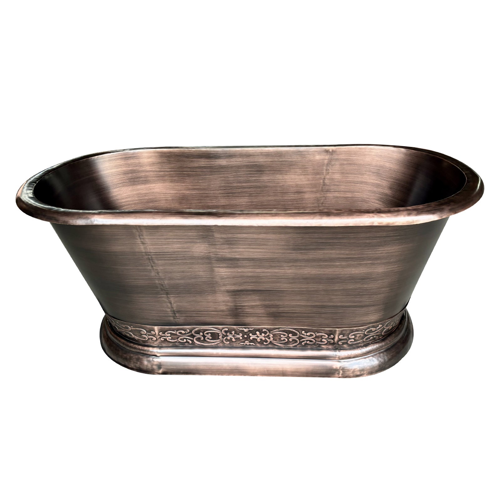 Elite Double‑Ended Antique Medium Patina Copper Freestanding Pedestal Bathtub ECP-39