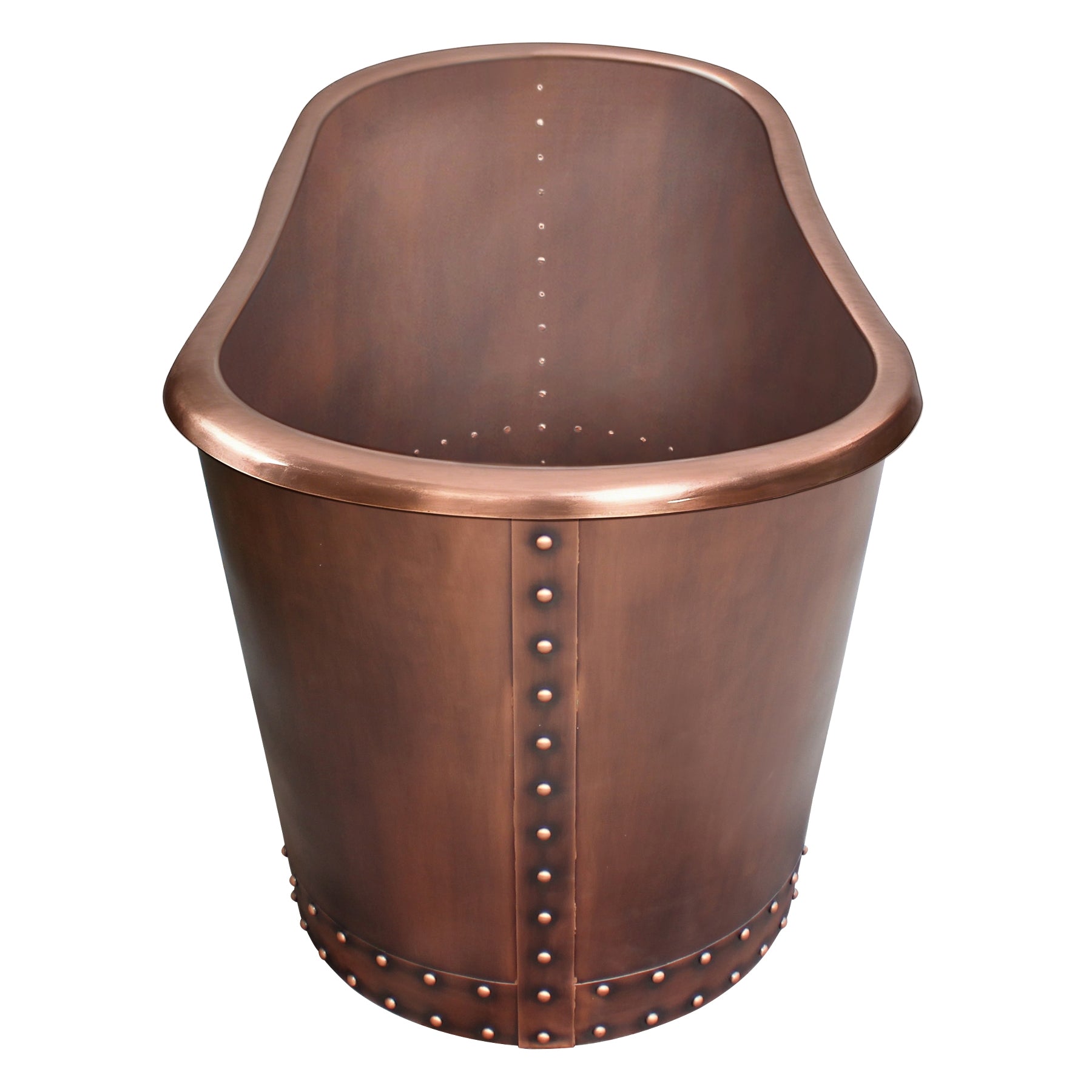 Elite Double-Ended Pedestal Copper Freestanding Bathtub with Rivets ECP-12