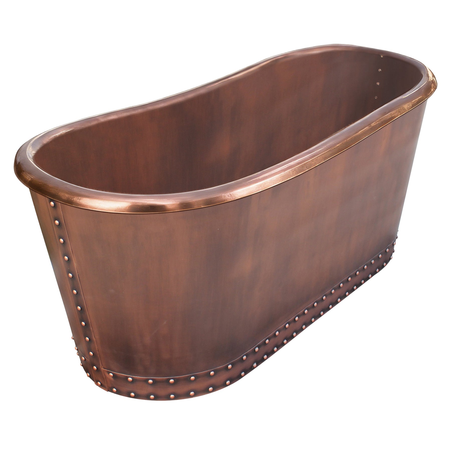 Elite Double-Ended Pedestal Copper Freestanding Bathtub with Rivets ECP-12