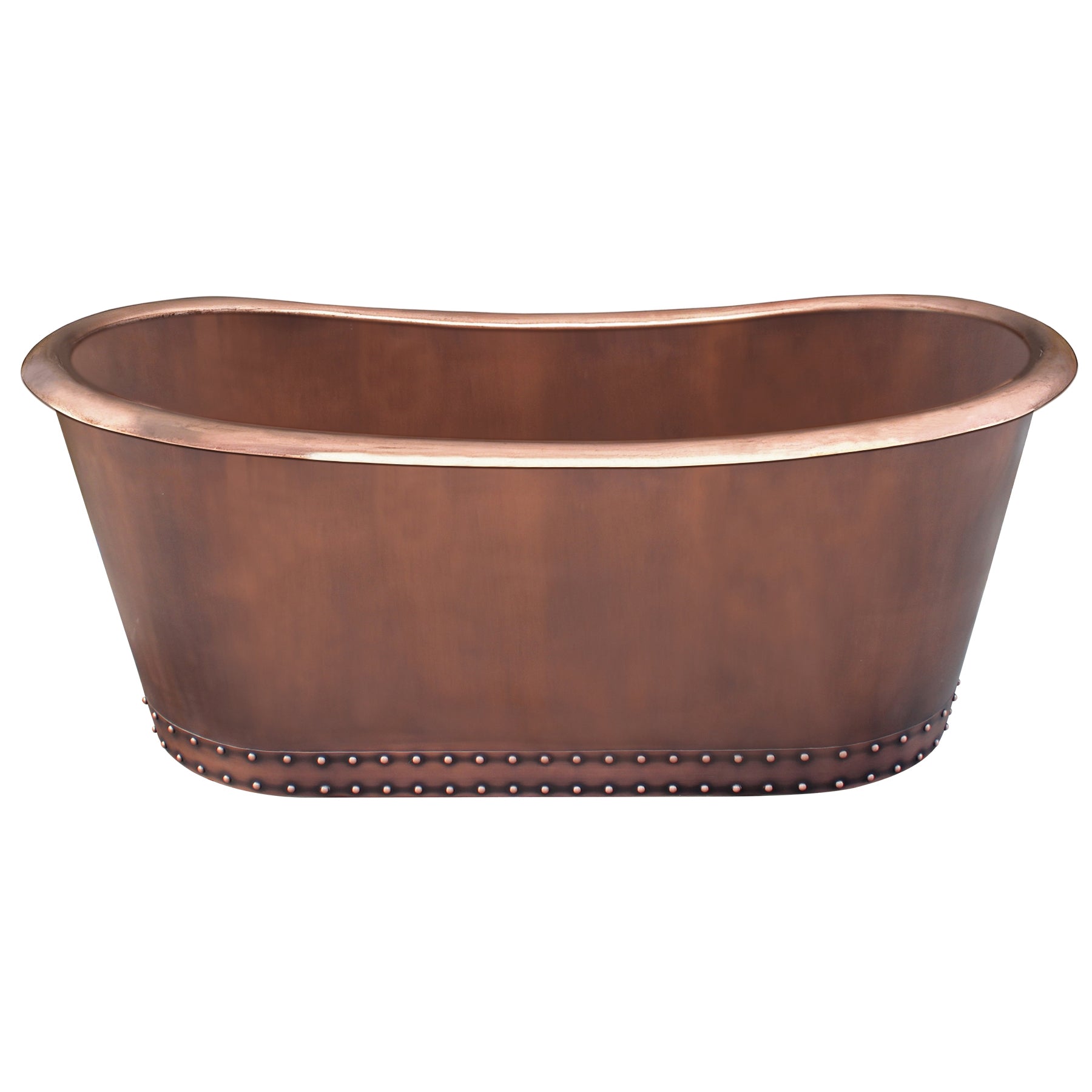Elite Double-Ended Pedestal Copper Freestanding Bathtub with Rivets ECP-12