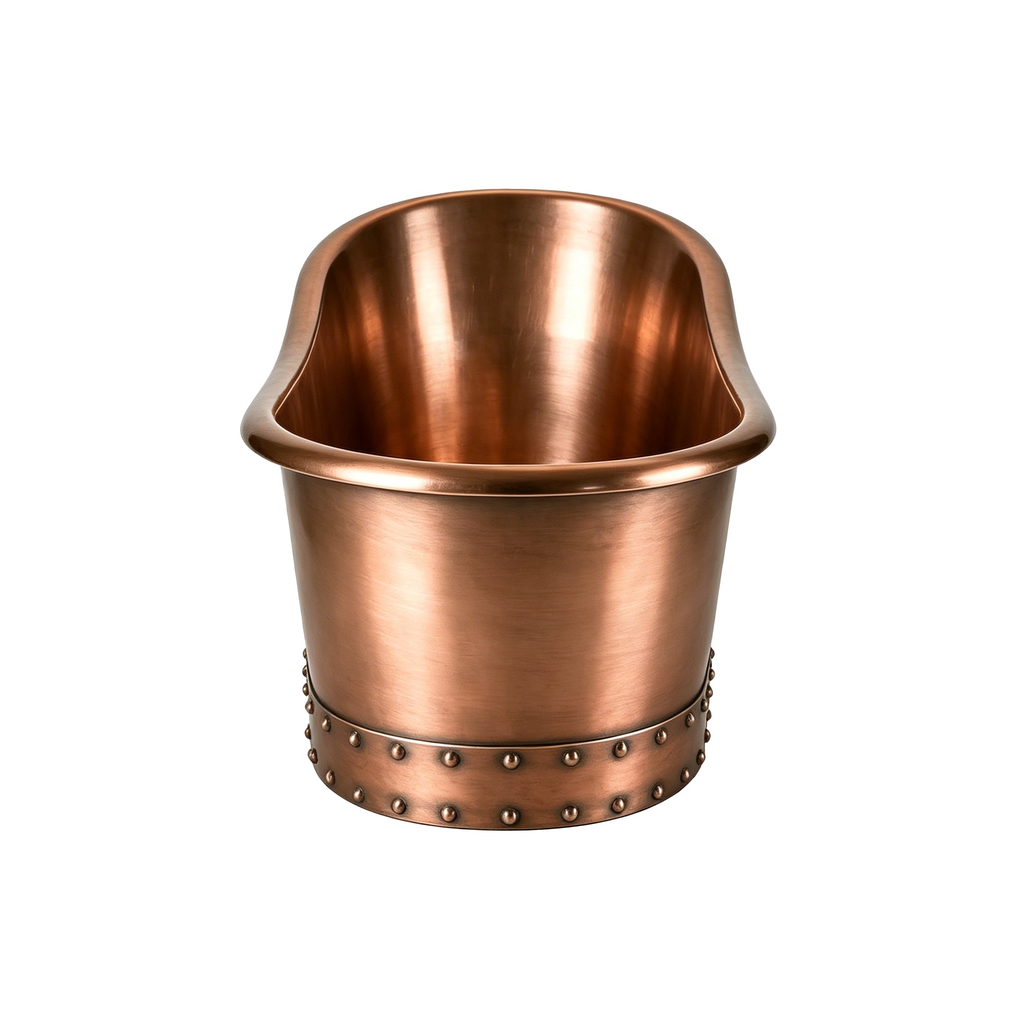 Vintage Style Single-Slipper Copper Bathtub Handcrafted with Rivet Accents