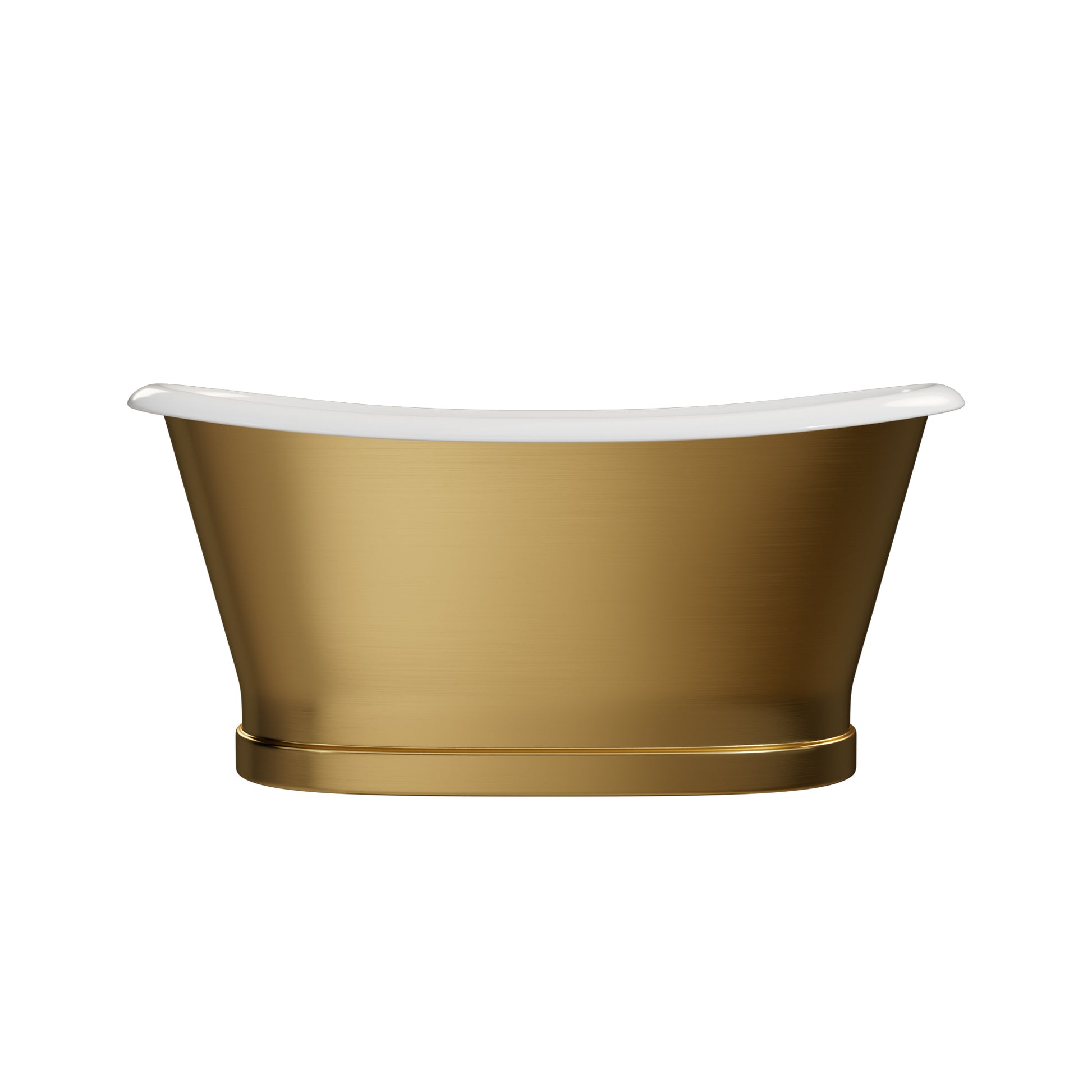 Luxury Gold Brass Freestanding bathtub with cast iron interior, handcrafted double-wall tub for bathroom