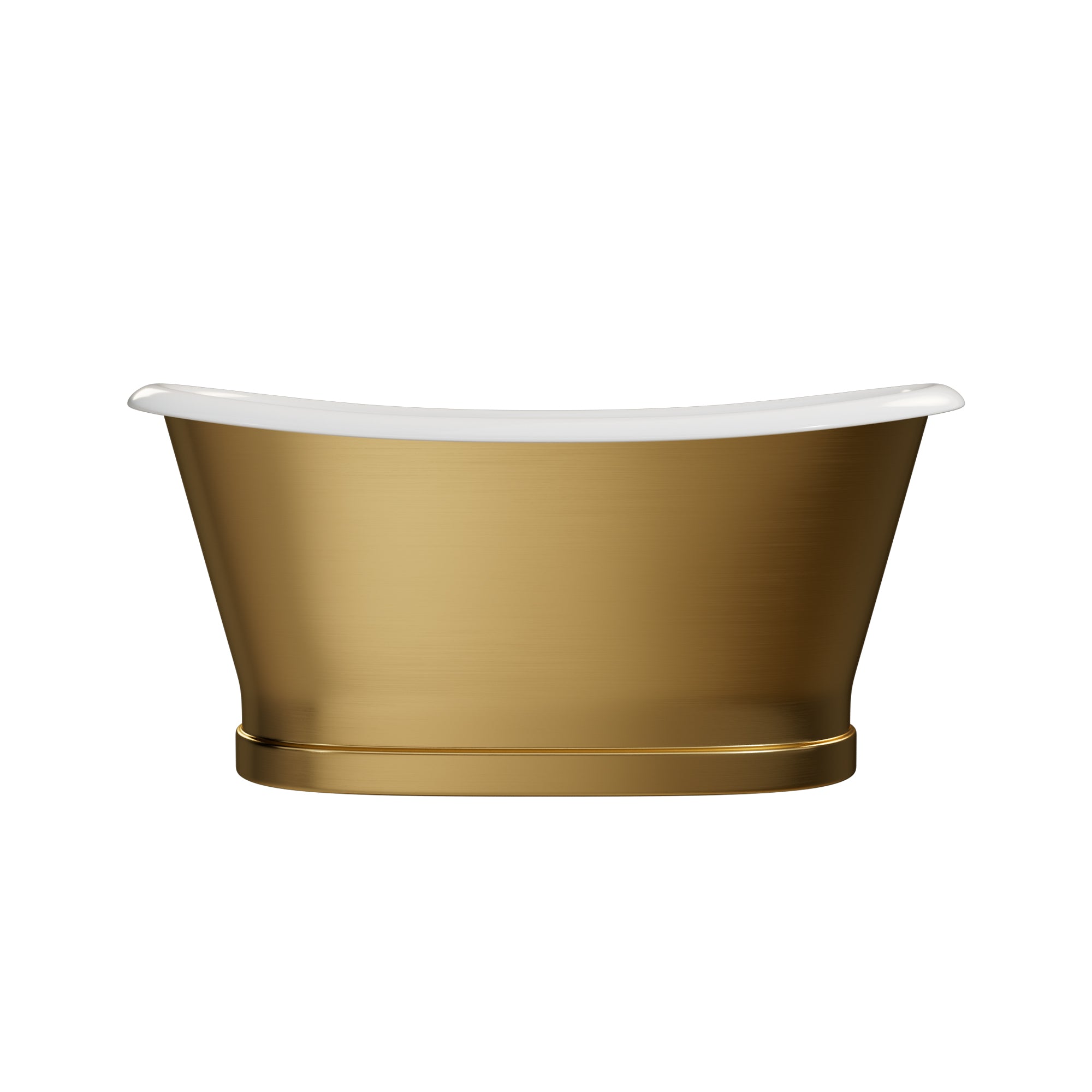 Luxury Gold Brass Freestanding bathtub with cast iron interior, handcrafted double-wall tub for bathroom