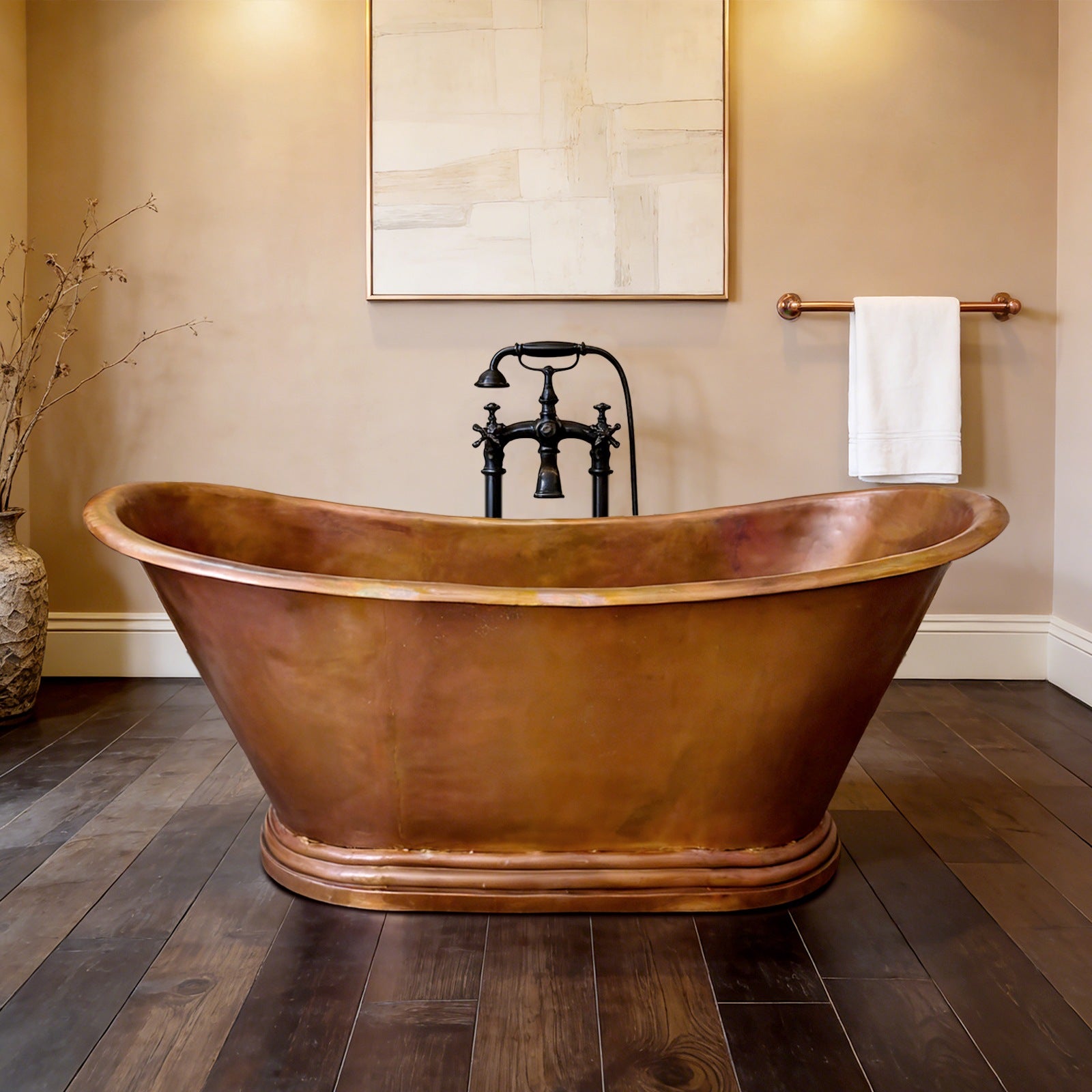 elitebathtub copper double slipper fired patina freestanding bathtubs