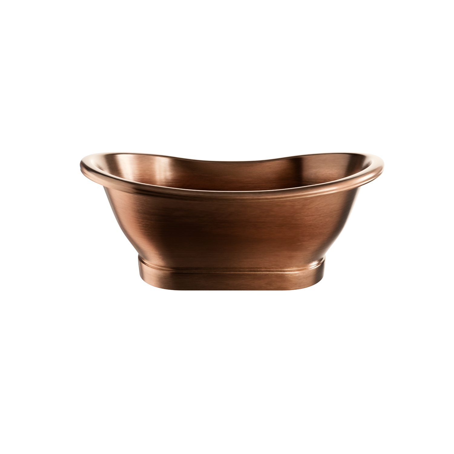 Freestanding Double-Slipper Copper Bathtub with Pedestal Base, Handcrafted Artisan Tub